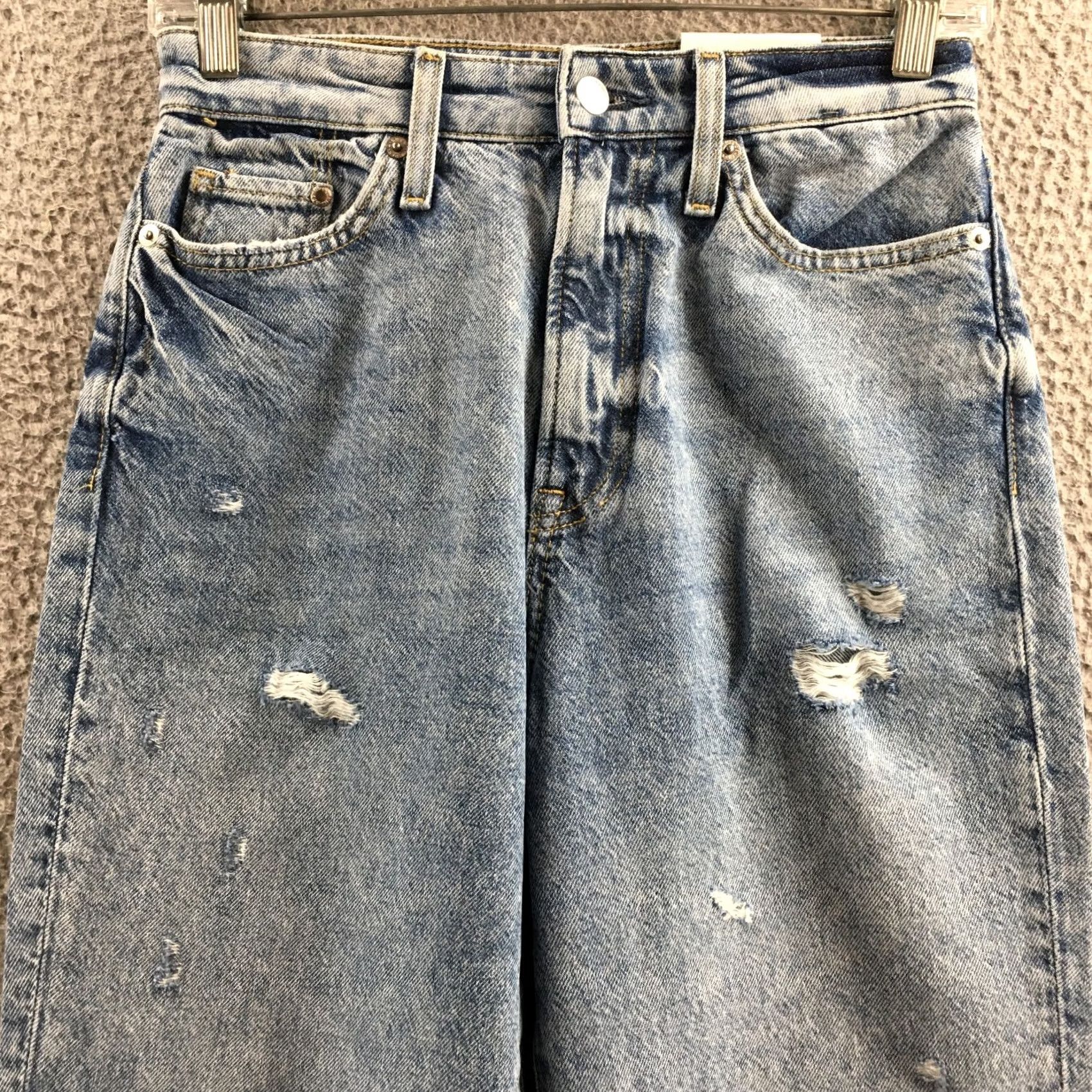 H&M H&M Womens Jeans Mom Distressed Blue High Rise Zip 4 Regular 26x26 Inseam 26 Denim 5-Pocket Size 27" / US 4 / IT 40 - 2 Thumbnail