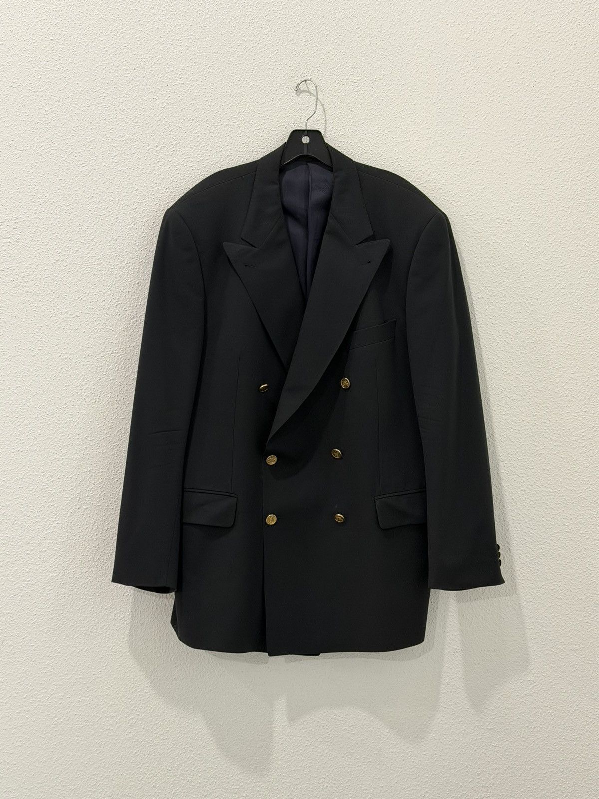 Burberry Vtg Burberrys Double Breasted Wool Blazer Gold Buttons 44R Size 44R - 1 Thumbnail