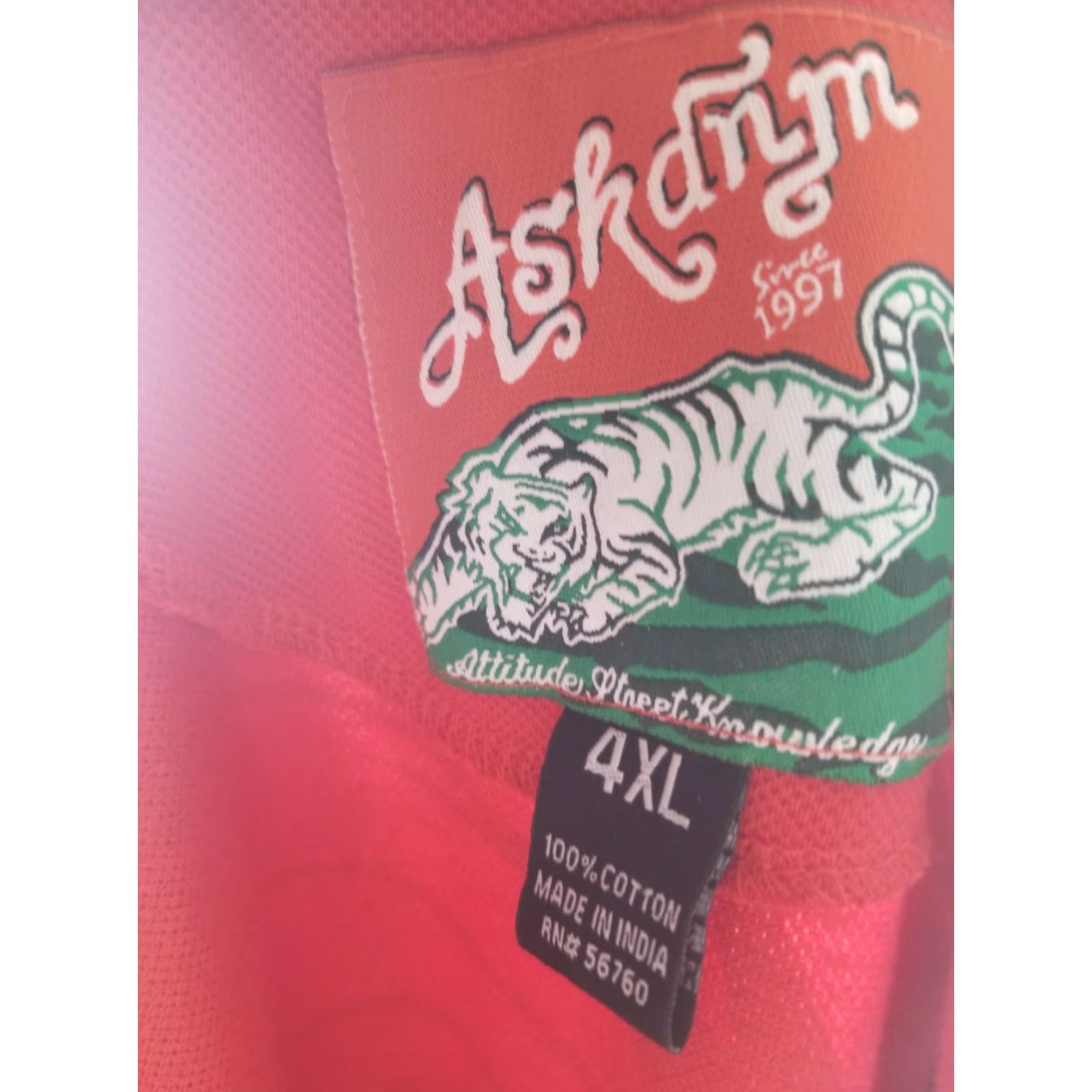 Vintage ASK DNM Mens Polo Shirt Tiger Graphic All Over Print 4XL Red Collared Short Sleeve Shirt Men Big & Tall Tiger Print Polo 4XL Mens Size US XXL / EU 58 / 5 - 3 Thumbnail