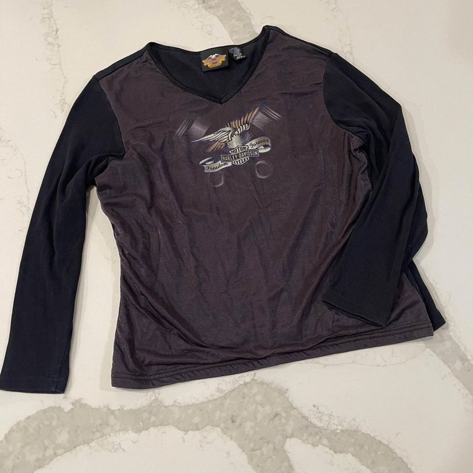 Harley Davidson Vintage Harley Davidson Black 3D Effect Long Sleeve Women XL Size XL / US 12-14 / IT 48-50 - 1 Thumbnail