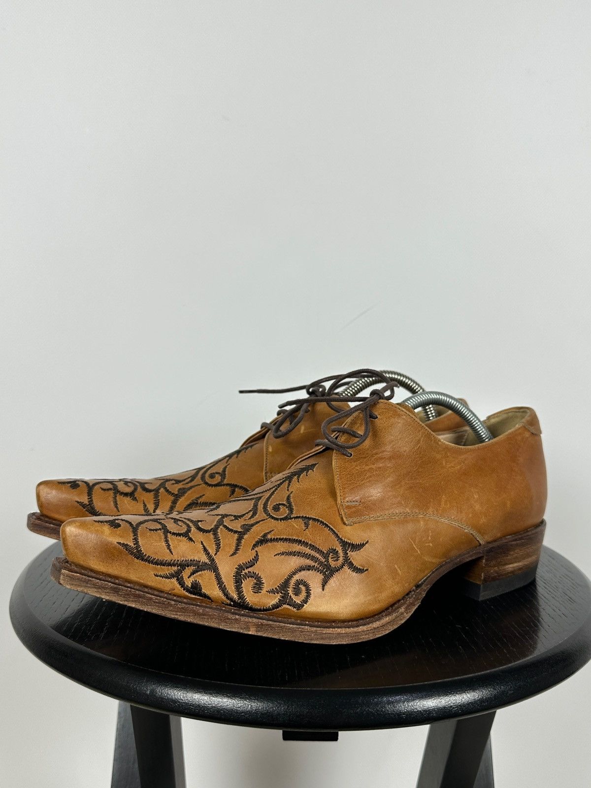 Sendra 7650 Sendra Brown Leather Embroidered Western Derby Shoes Size US 7 / EU 40 - 11 Thumbnail