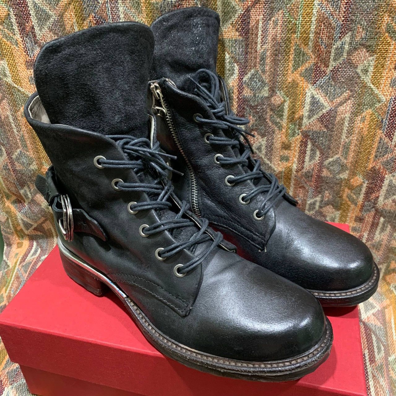A.S.98 A.S.98 Airstep Black Leather Dibla Combat Biker Ankle Boots Size US 9 / IT 39 - 2 Thumbnail