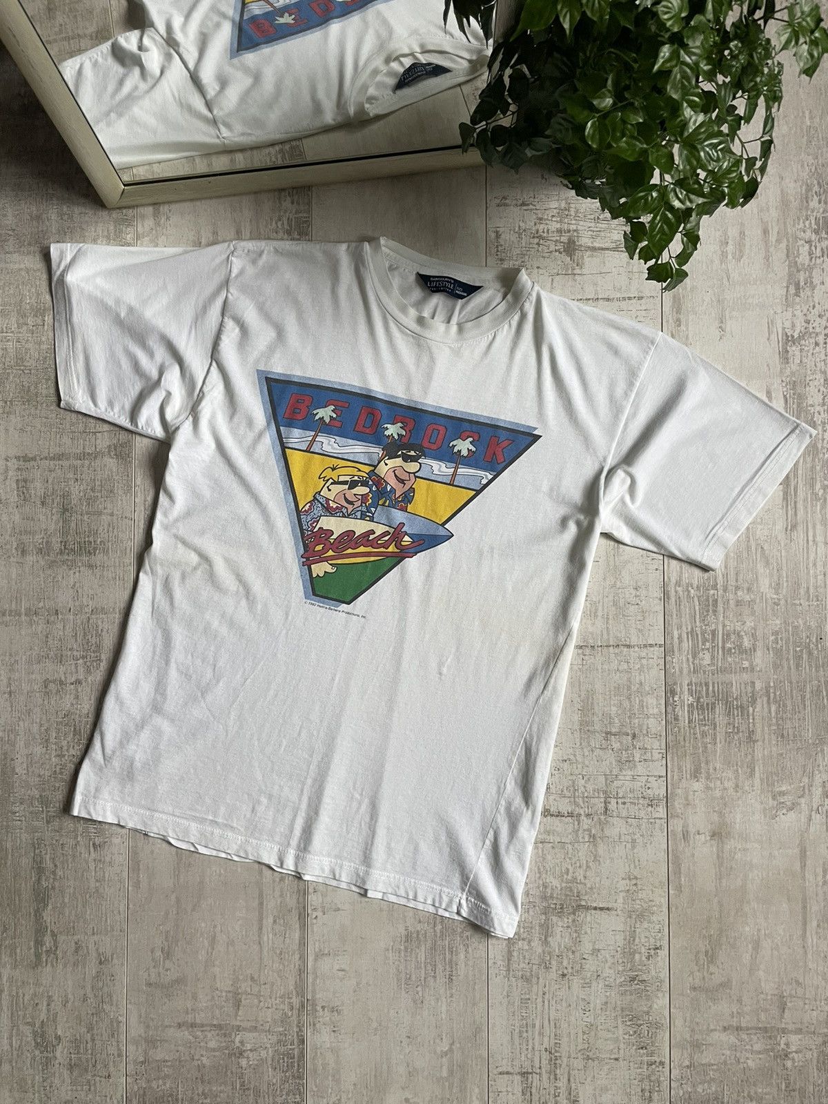 Cartoon Network × Vintage VTG Flinstones 1992 T-Shirt Bedrock Beach Hanna-Barbera RARE Size US L / EU 52-54 / 3 - 2 Thumbnail