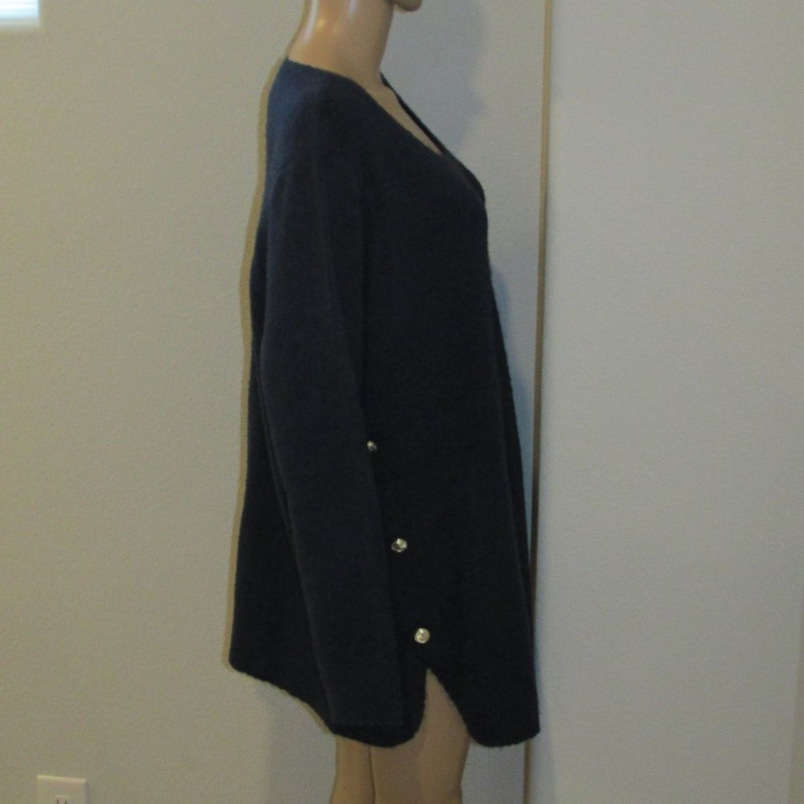Other Ellos Navy Blue Button Pullover Stretchy Long Sleeve Sweater Size L / US 10 / IT 46 - 5 Thumbnail