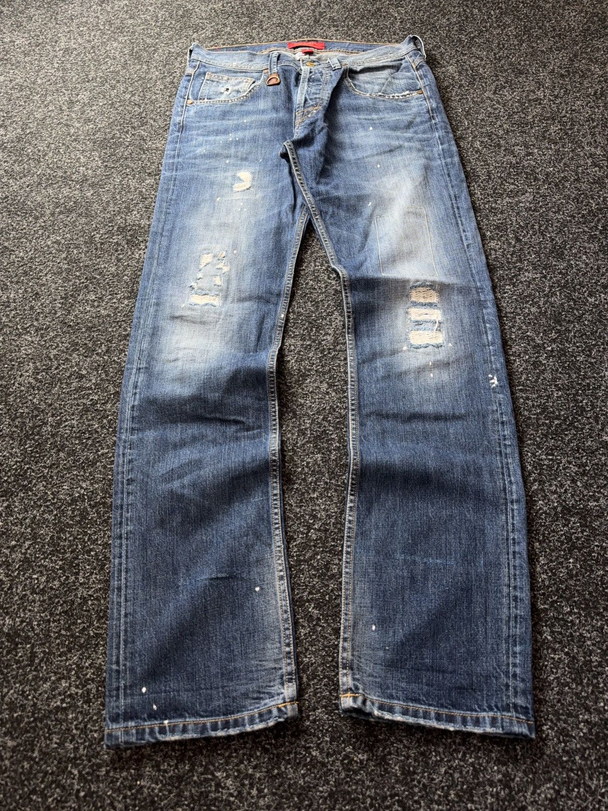 Vintage 00s Retro Japanese Y2K Vntg Grunge Distressed Denim Jeans Size US 32 / EU 48 - 1 Thumbnail