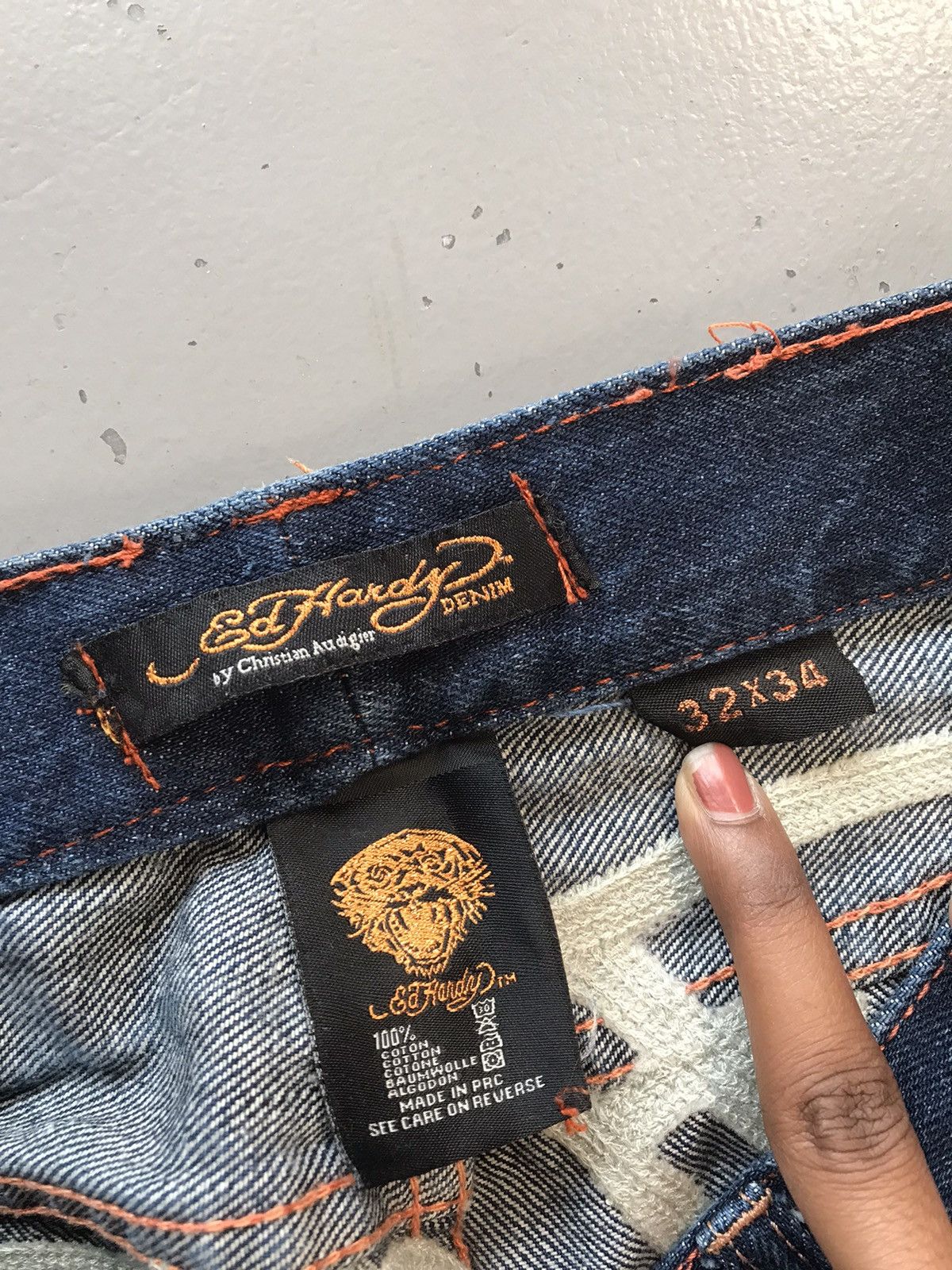 Ed Hardy × Vintage Vintage Edhardy wolf 🐺 face embroidered denim Size 28" / US 6 / IT 42 - 6 Thumbnail