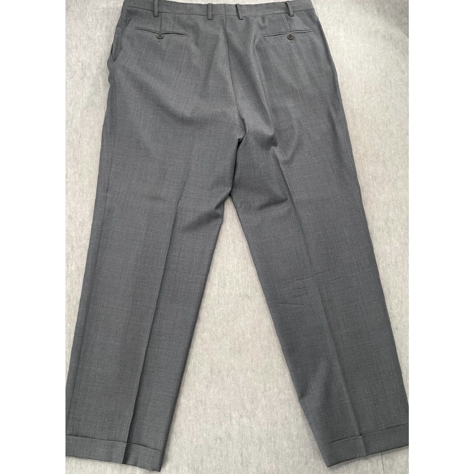 Canali Canali Pants Mens Dress Pants Adult 39 Gray Wool Pleated Trousers Pockets Regular 30" Inseam Zip Dry Clean Only Italy Preowned Size US 39 - 2 Thumbnail