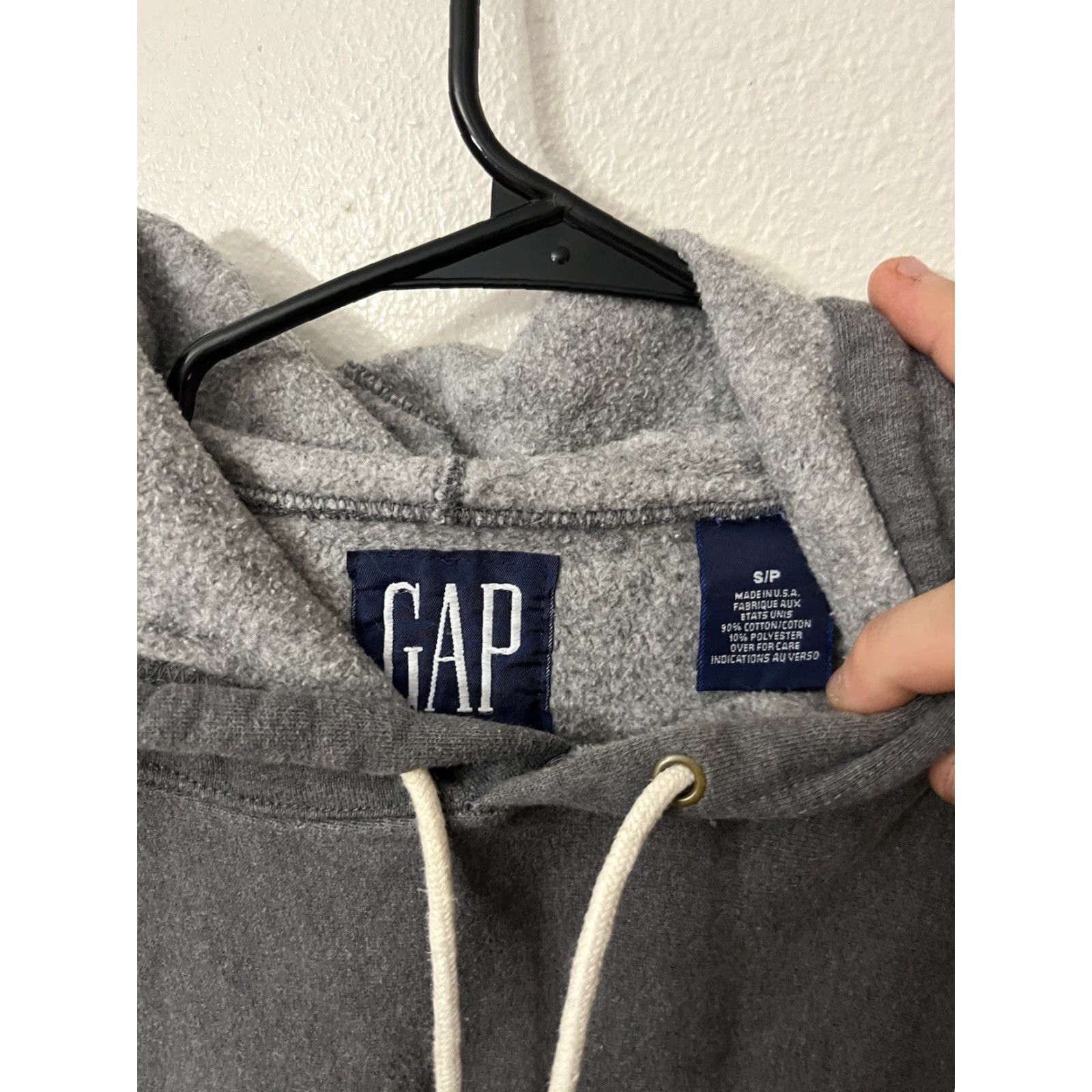 VINTAGE GAP 90s Classic Gray Pullover Hoodie Men's Sz S Fleece
