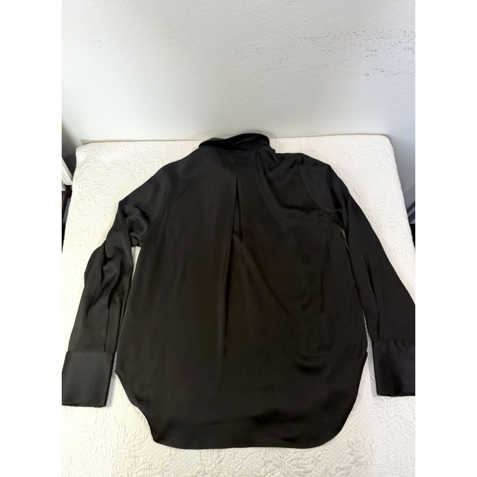 Rag & Bone rag & bone Darla Black Button-Up Shirt L Womens Semi Sheer Long Sleeve Chiffon Solid Stripe? Size L / US 10 / IT 46 - 3 Thumbnail