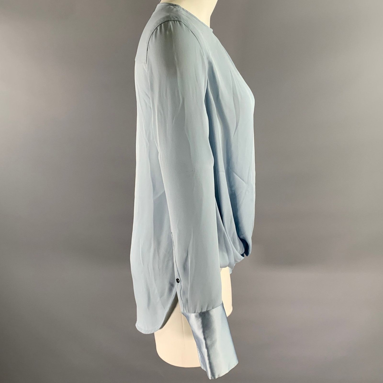 Rag & Bone RAG & BONE Size XS Blue Silk Faux Wrap Blouse Size XS / US 0-2 / IT 36-38 - 3 Thumbnail