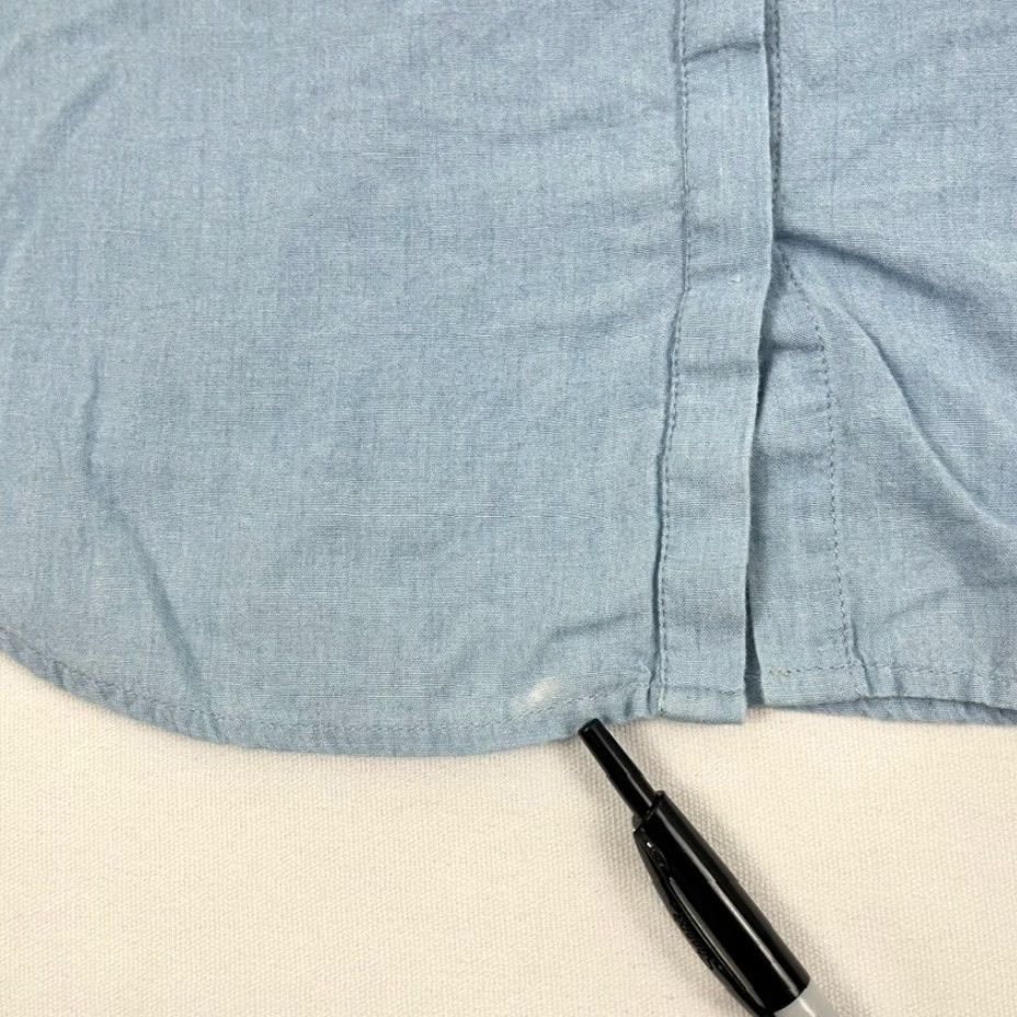 Vintage Tuckernuck Shirt Womens Medium Blue Chambray Button Front Career Coastal Blouse Size M / US 6-8 / IT 42-44 - 7 Thumbnail