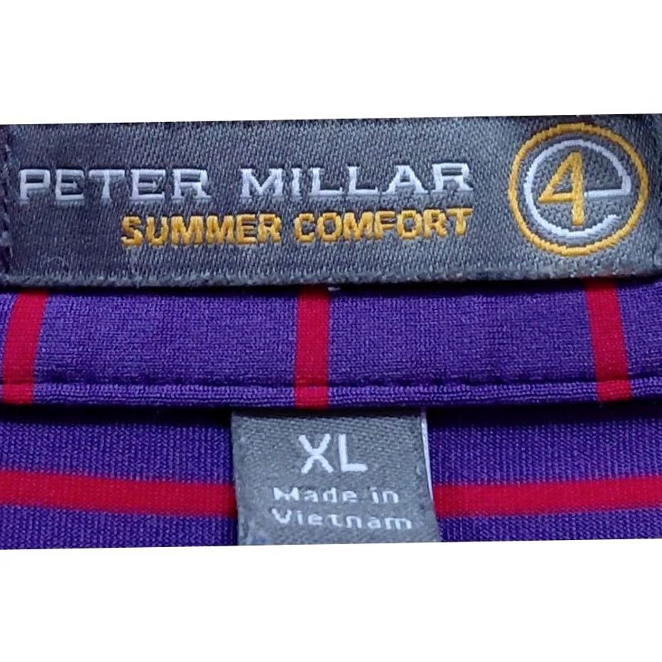 Peter Millar Peter Millar Shirt Mens XL Purple SUMMER COMFORT Striped Polo Short Sleeve Men Size Size US XL / EU 56 / 4 - 3 Thumbnail