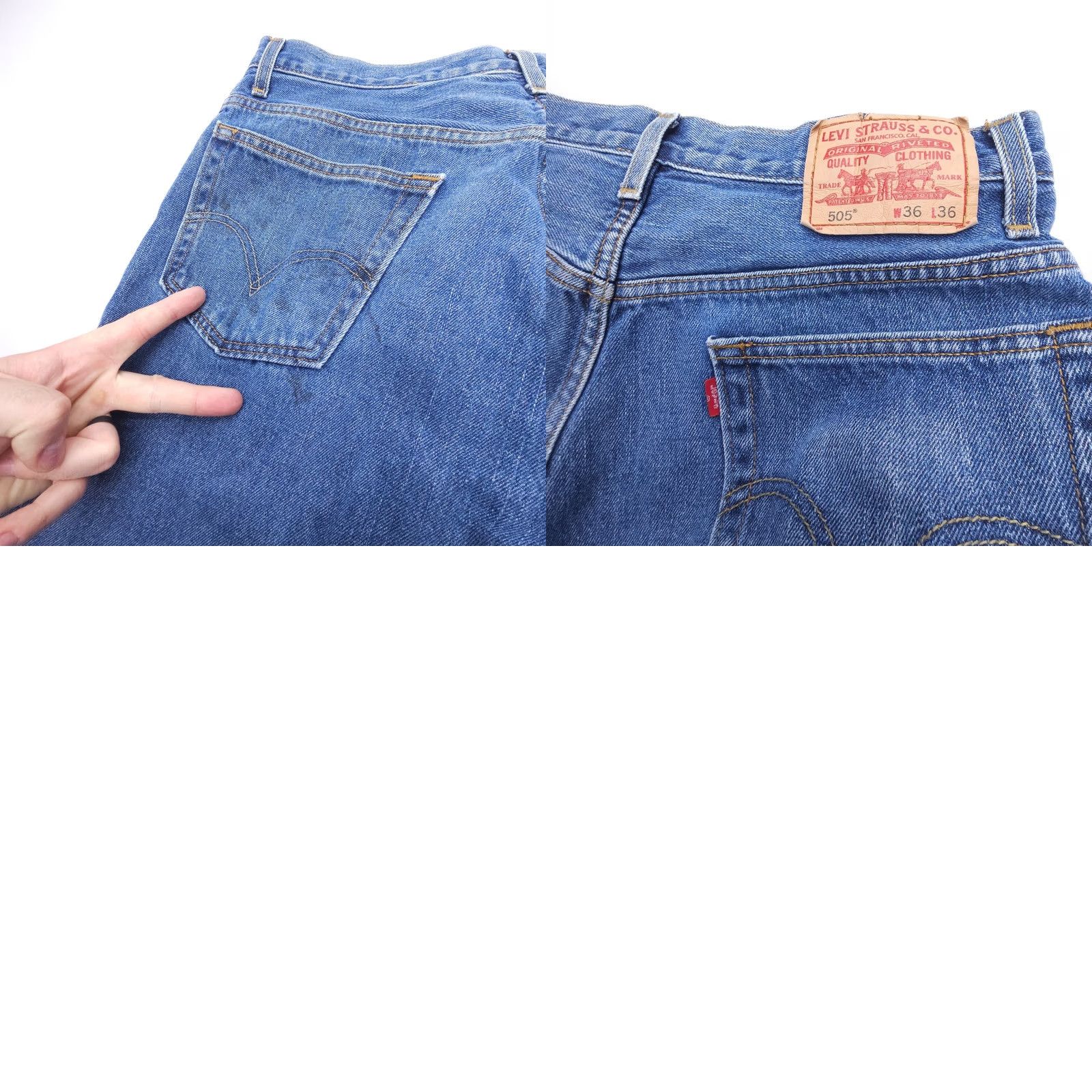Levi's VINTAGE Levi's 505 Jeans Mens 36x36 Blue Straight Denim 90s 00s 34x32 Medium Wash Regular Pocket 5-Pocket Mens Size US 36 / EU 52 - 9 Thumbnail