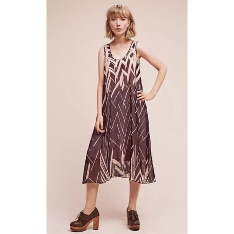 Anthropologie Anthropologie Floreat Serengeti Silk Midi Dress Pink Sheer S Size S / US 4 / IT 40 - 7 Thumbnail