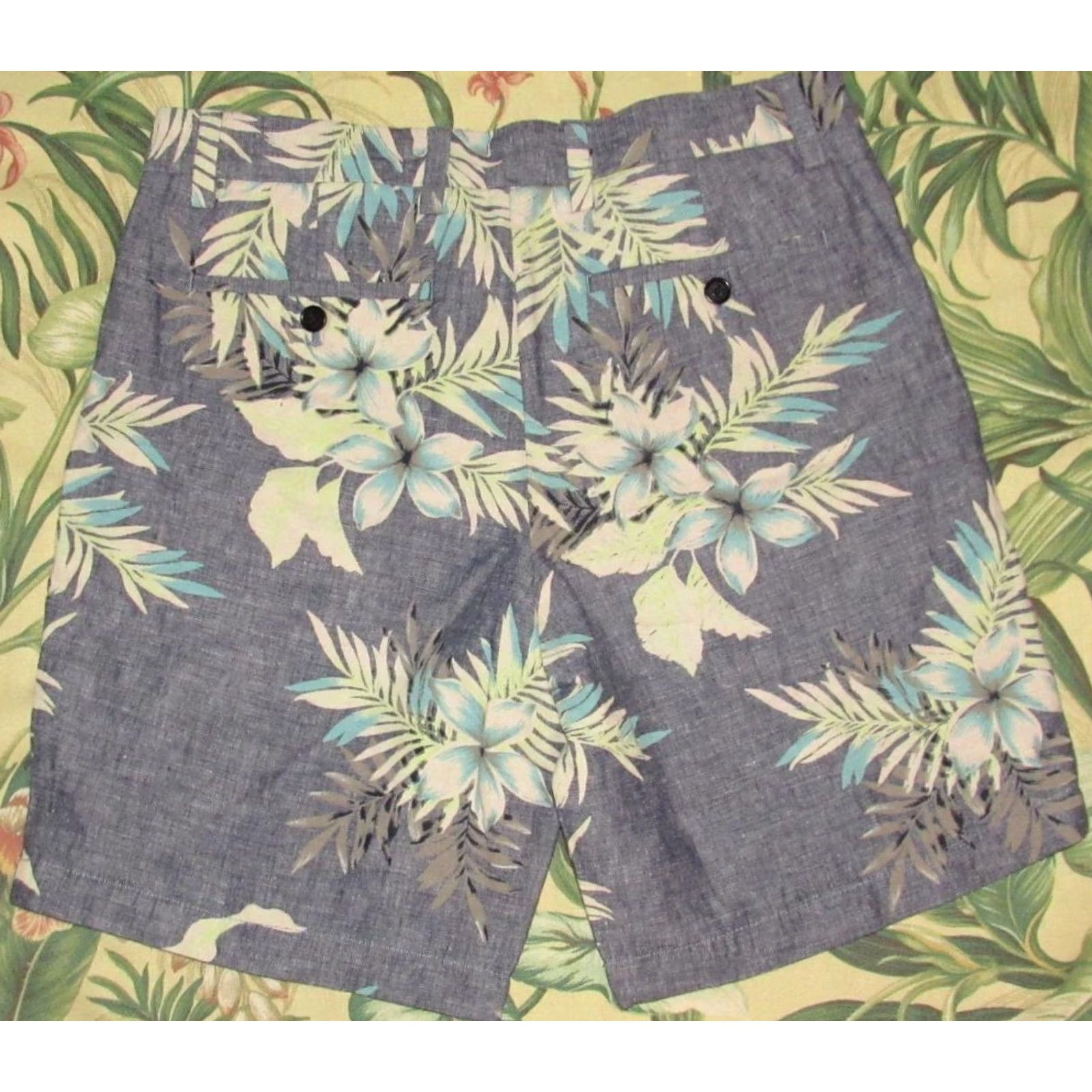 Banana Republic BANANA REPUBLIC Cotton Linen Floral Printed 9" Aiden Chino Shorts 31 Mens Blue 31 Chino 55% Linen 45% Cotton Size US 31 - 3 Thumbnail