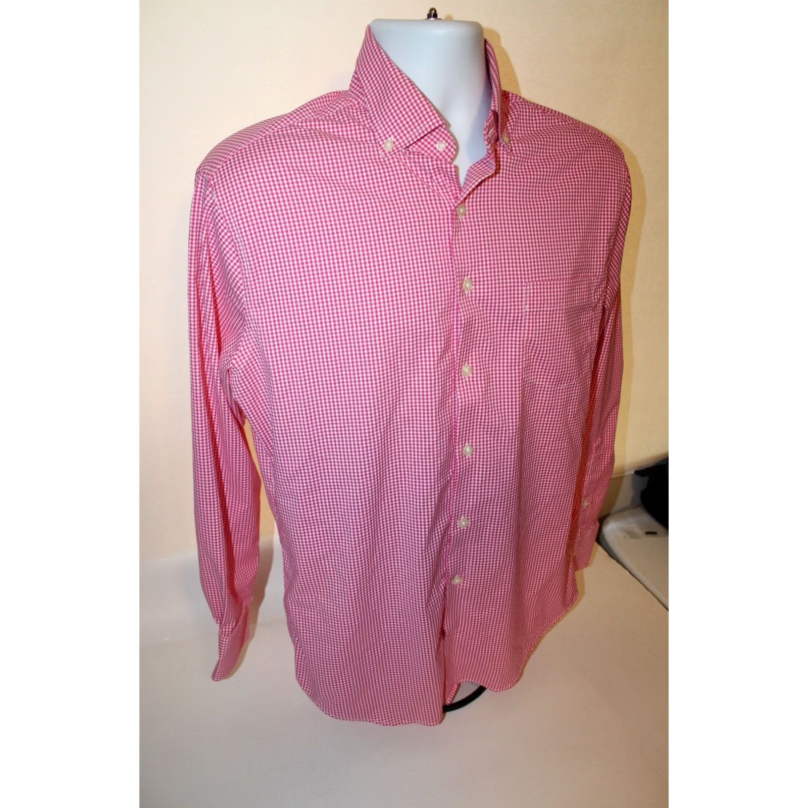 Peter Millar Peter Millar Summer Comfort Long Sleeve Button-Down Shirt Pink Gingham Mens M Size US M / EU 48-50 / 2 - 7 Thumbnail