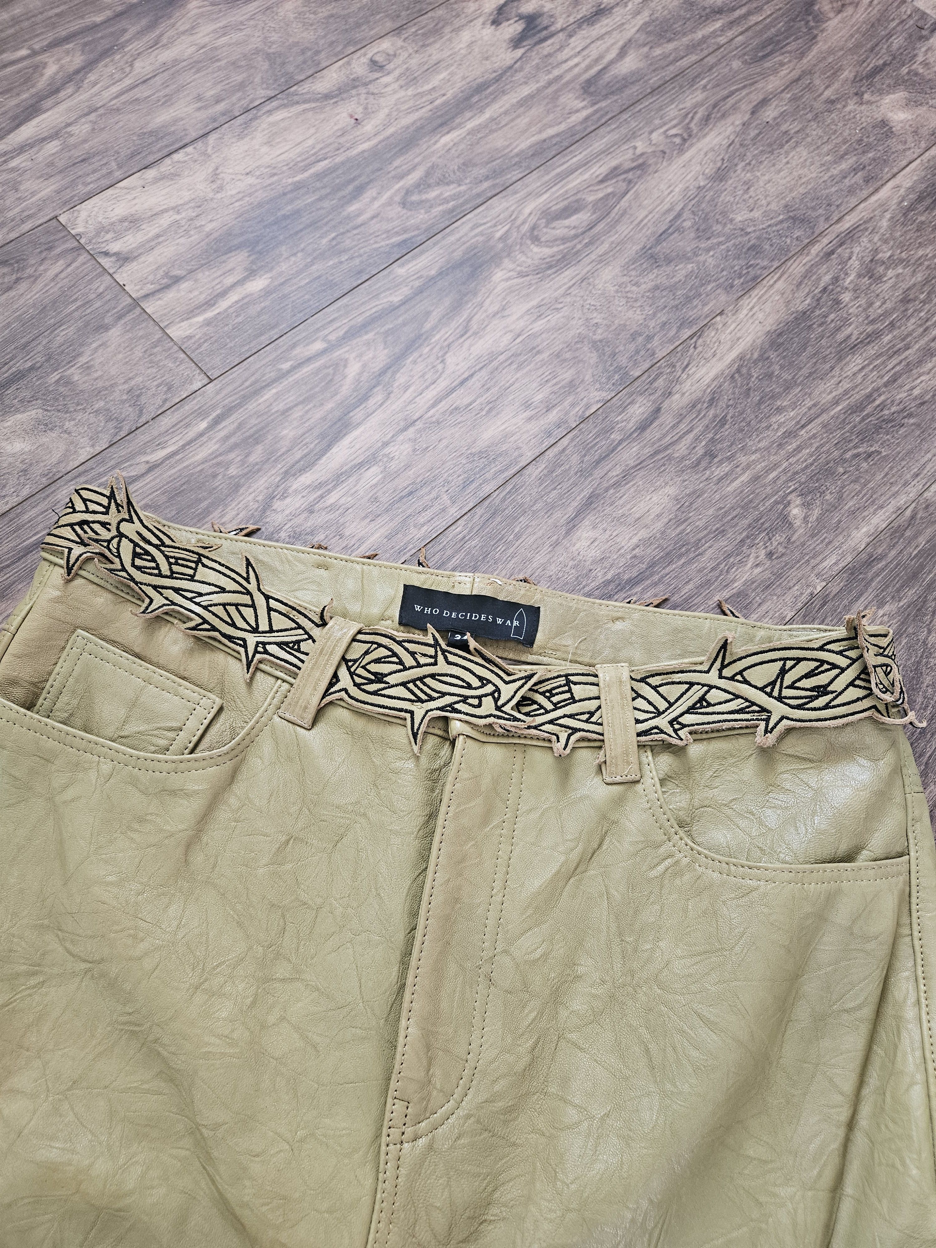 Who Decides War Who Decides War Garden Glass Thorned Tan Leather Pants Size US 34 / EU 50 - 2 Thumbnail