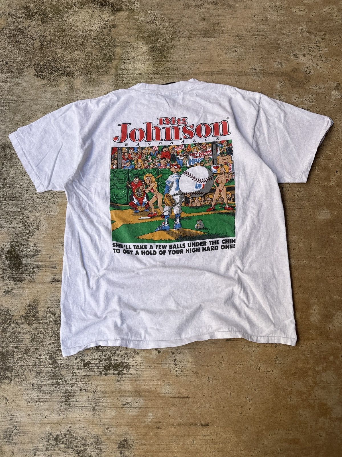 Big John × Vintage Vintage 90s Baseball Big Johnson Dirty Humor white tshirt Size US L / EU 52-54 / 3 - 1 Thumbnail