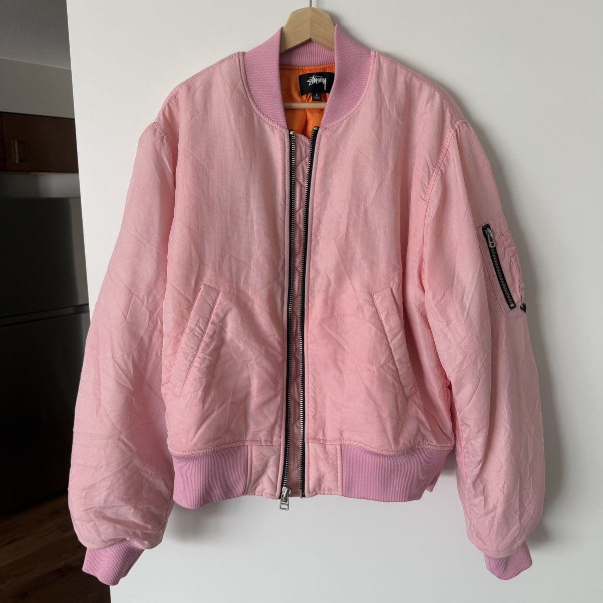 Pink STUSSY DYED NYLON BOMBER JACKET Size US L / EU 52-54 / 3 - 1 Thumbnail