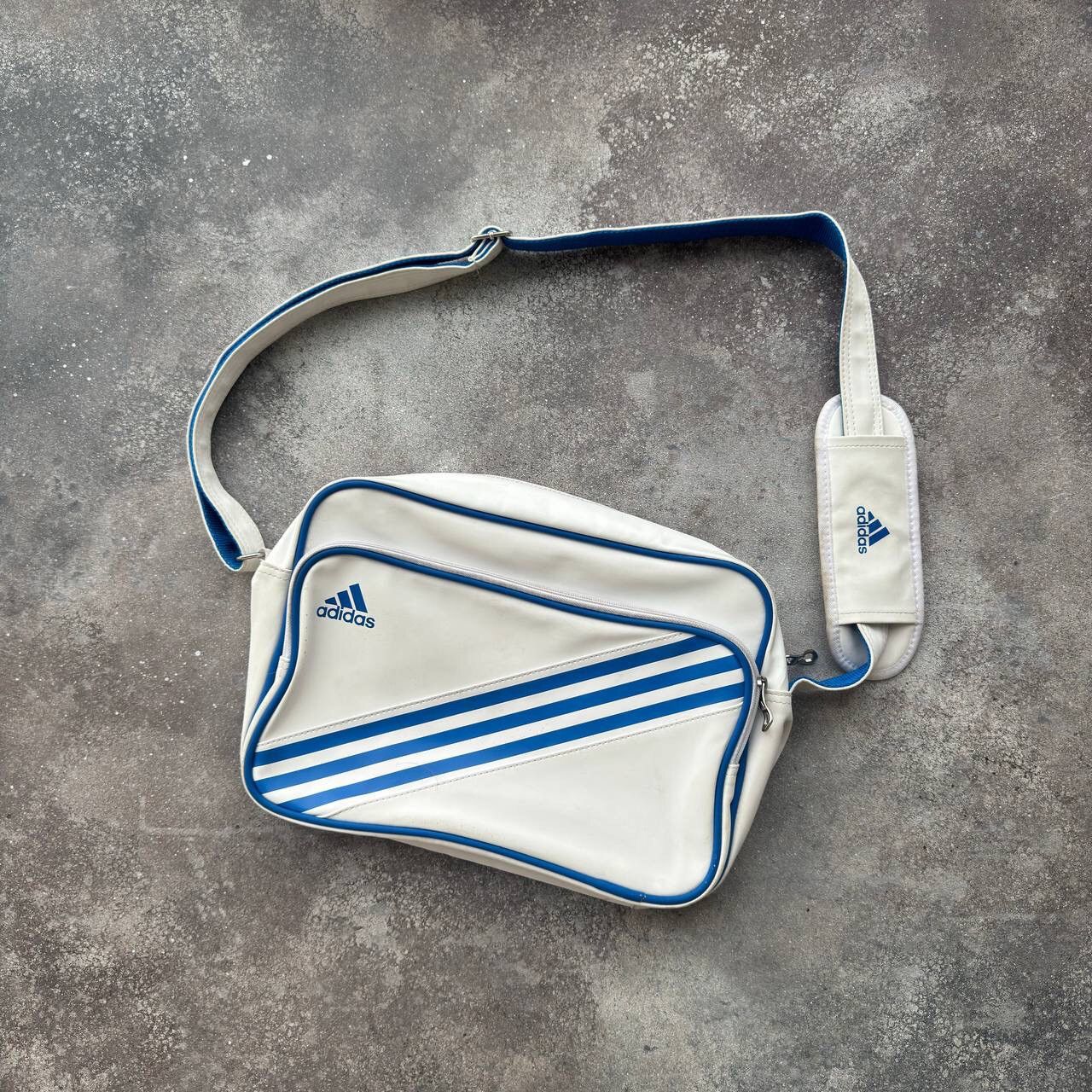 Adidas Vintage Three Stripes Crossbody Bag (Balenciaga Vibe) in White, Men's
