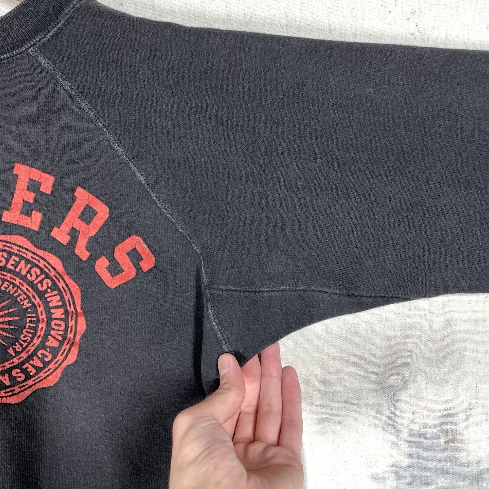 Champion VINTAGE Rutgers University Sweatshirt Champion Black S Small Flocked 1950s 60s Mens Womens Boys Girls Sportswear/Beach Size US S / EU 44-46 / 1 - 7 Thumbnail