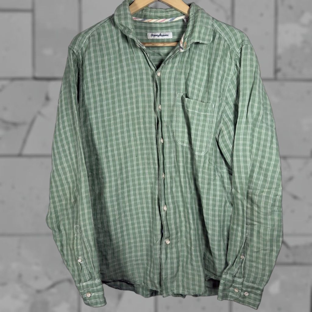 Tommy Bahama Tommy Bahama Green Linen Blend Long Sleeve Button-Down Shirt Mens Size L Size US L / EU 52-54 / 3 - 1 Thumbnail