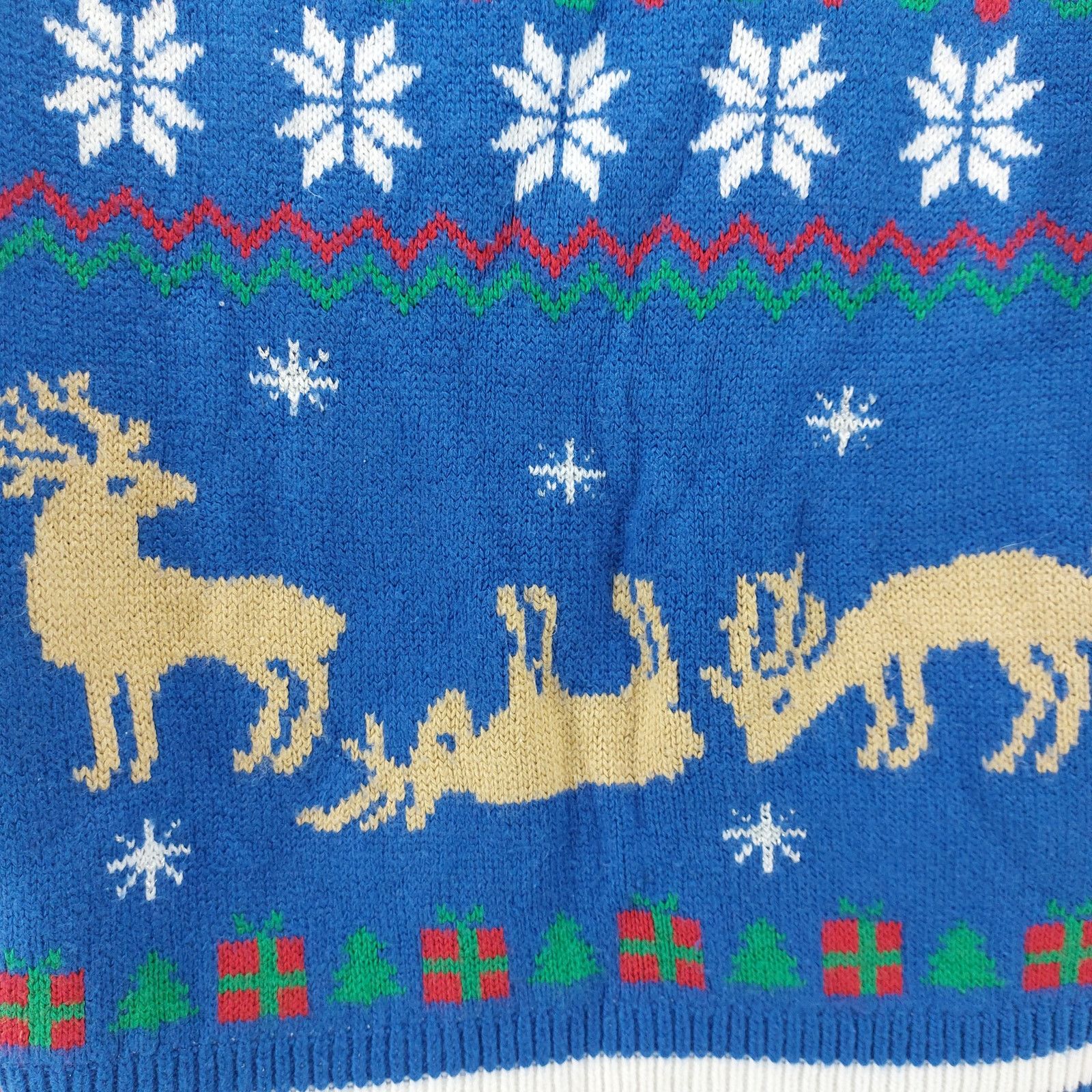 Other Jolly Sweaters Sz L Unisex Blue Knit Reindeer Tree Snowflake Size L / US 10 / IT 46 - 4 Thumbnail