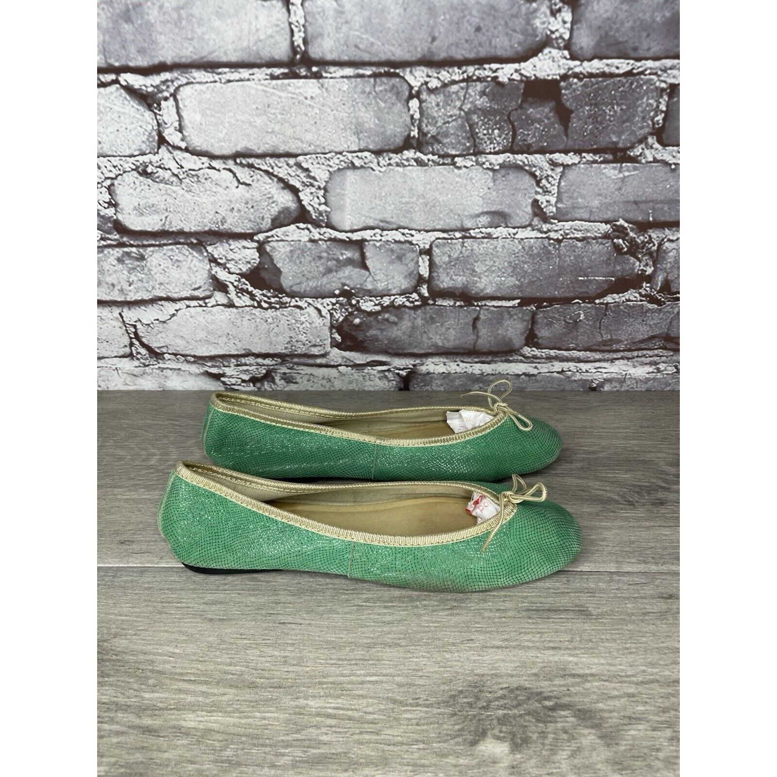 Other London Sole Green Leather Animal Print FRANCE Ballet Flats W Size US 8.5 / IT 38.5 - 15 Thumbnail