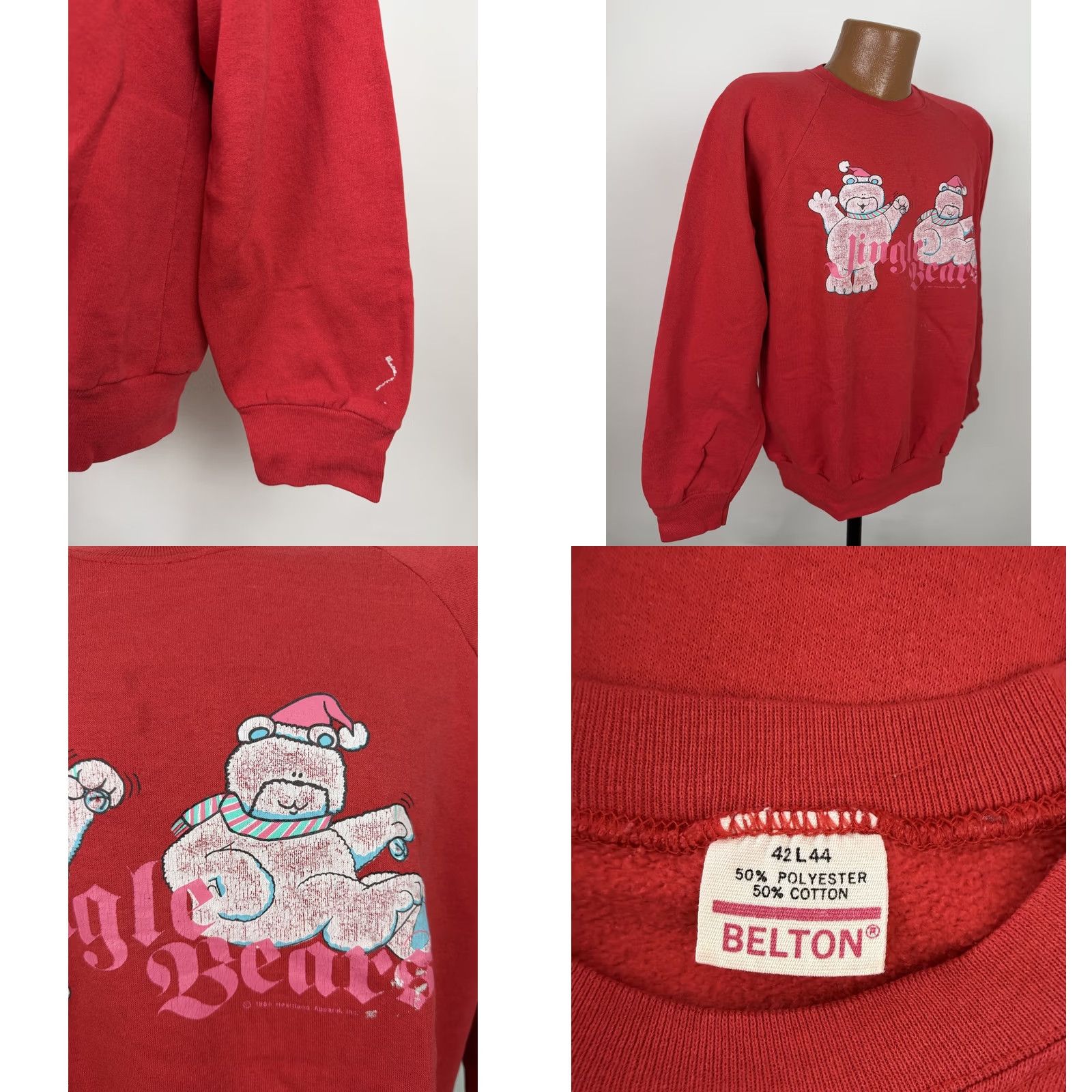 Vintage VINTAGE Belton Sweatshirt Mens L Red Christmas Raglan Crewneck Bears Holiday 80s 90s Pullover Shirt Size US L / EU 52-54 / 3 - 9 Thumbnail