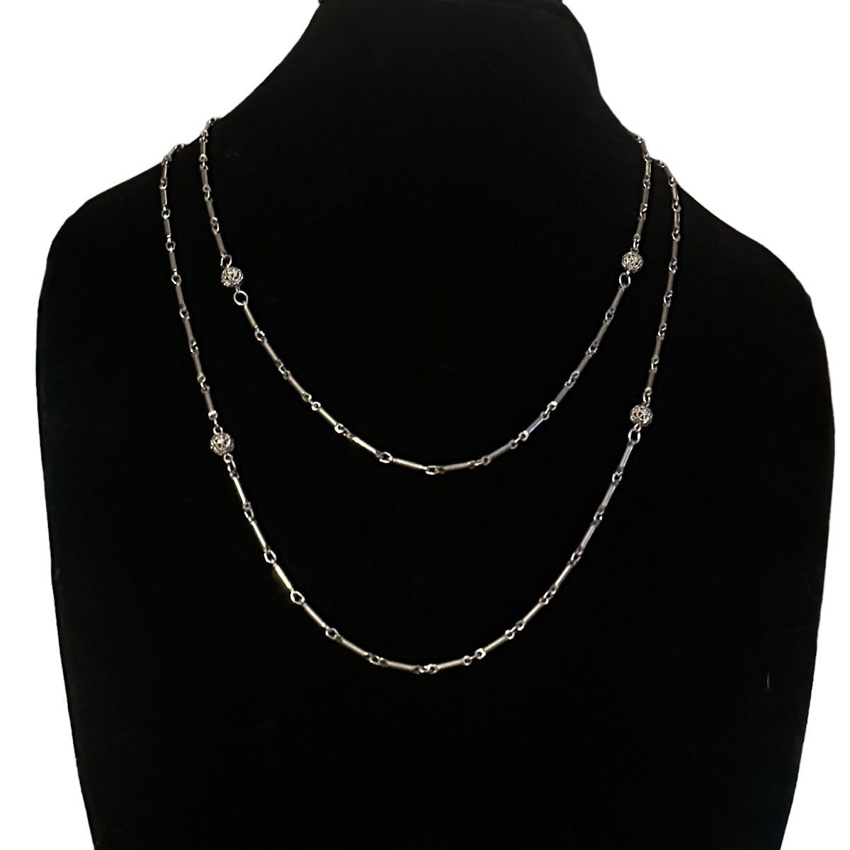 Vintage Vintage silver tone link and filigree ball necklace Size ONE SIZE - 1 Thumbnail