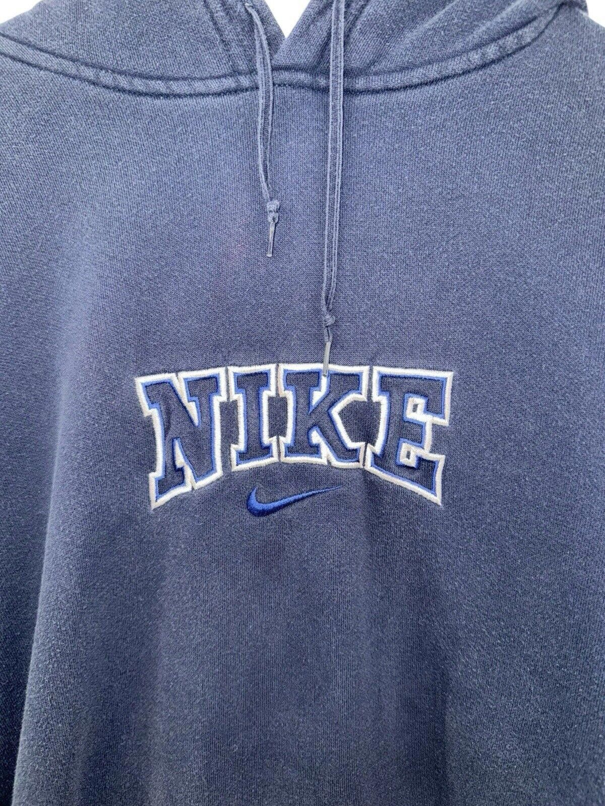 Nike Vintage Nike Spellout Blue Center Swoosh Hoodie XL Size US 36 / EU 52 - 2 Thumbnail