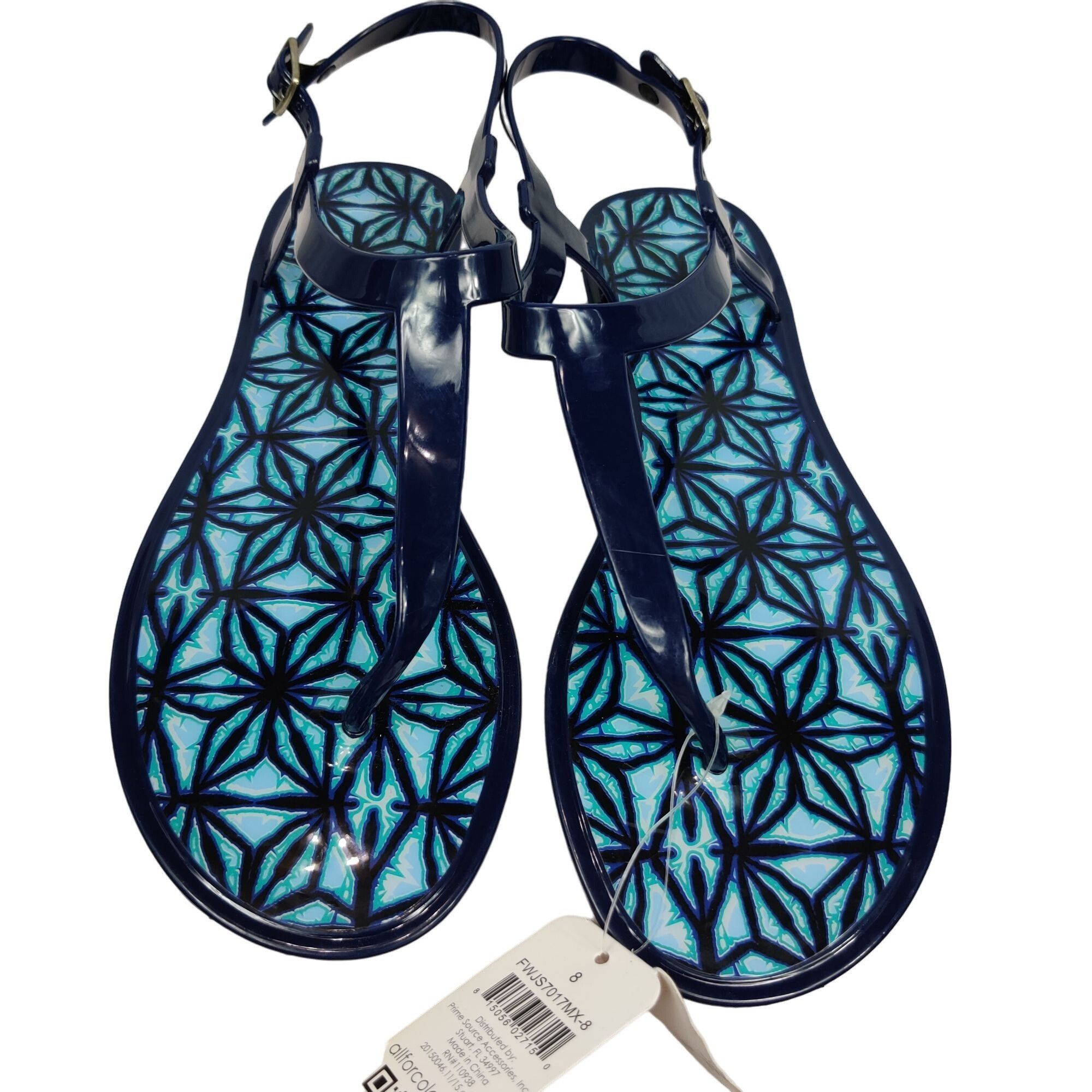 Other All for Color Jelly Sandals T strap Summer Blue Geometric Pr Size US 8 / IT 38 - 1 Thumbnail