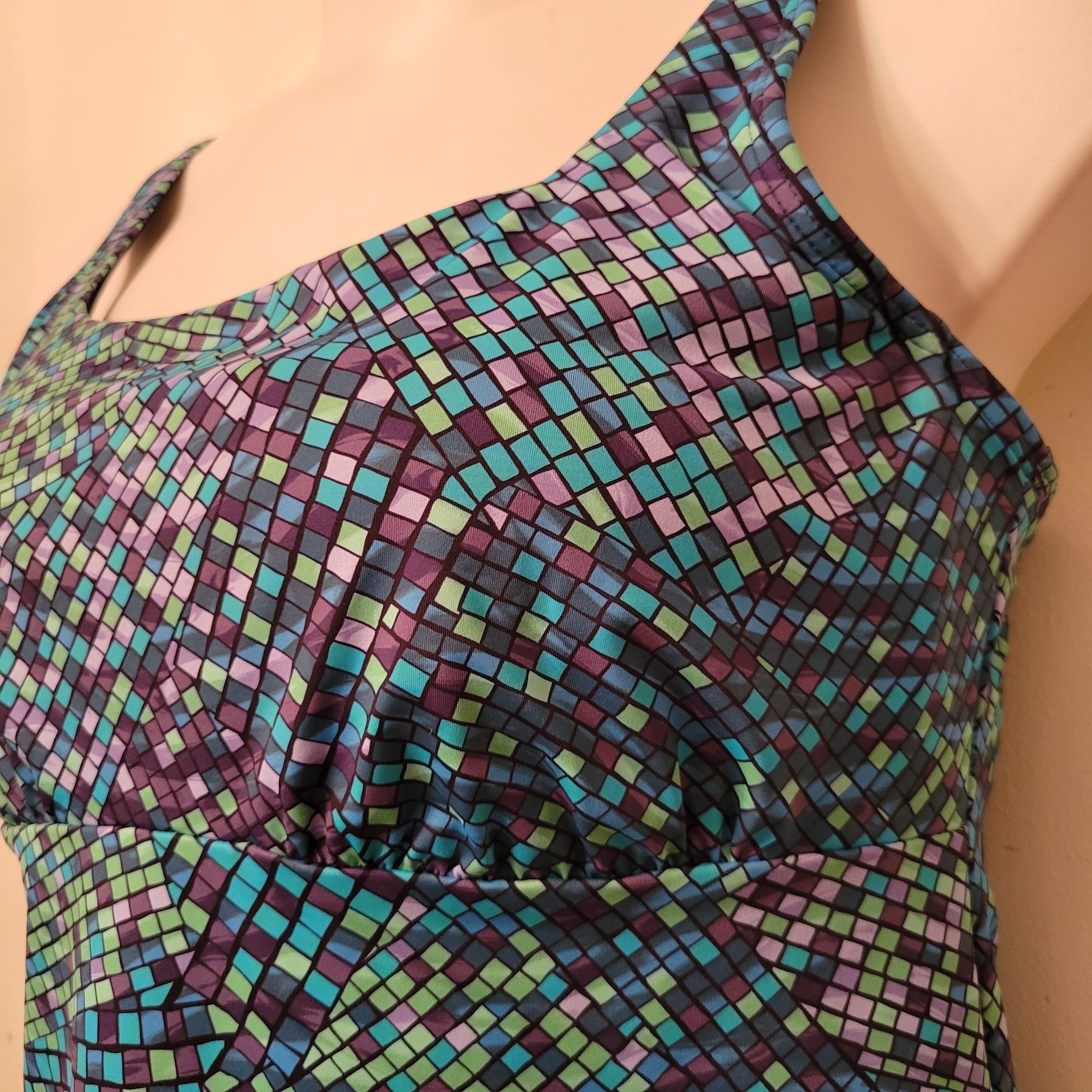 Lands' End Lands End Tankini Top 14DD Purple Blue Mosaic Print Swim Bea Size XL / US 12-14 / IT 48-50 - 4 Thumbnail