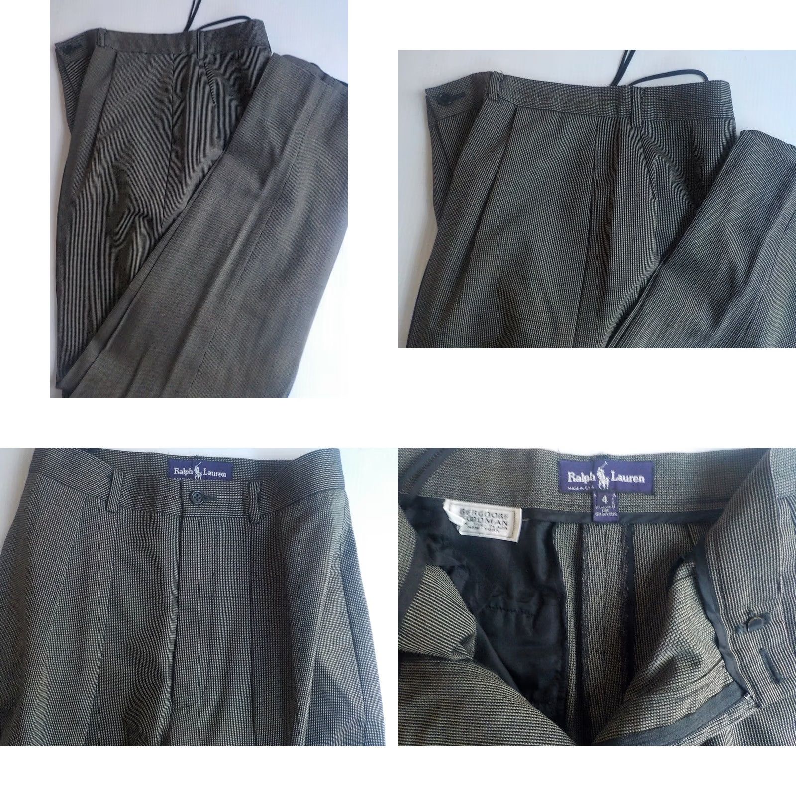 Vintage VINTAGE Ralph Lauren Blue Label 2 PC Pants Suit Wool Black/Ivory Size 4 Womens USA 100% Wool Pleated Front 2 Piece Suit Size 27" / US 4 / IT 40 - 8 Thumbnail