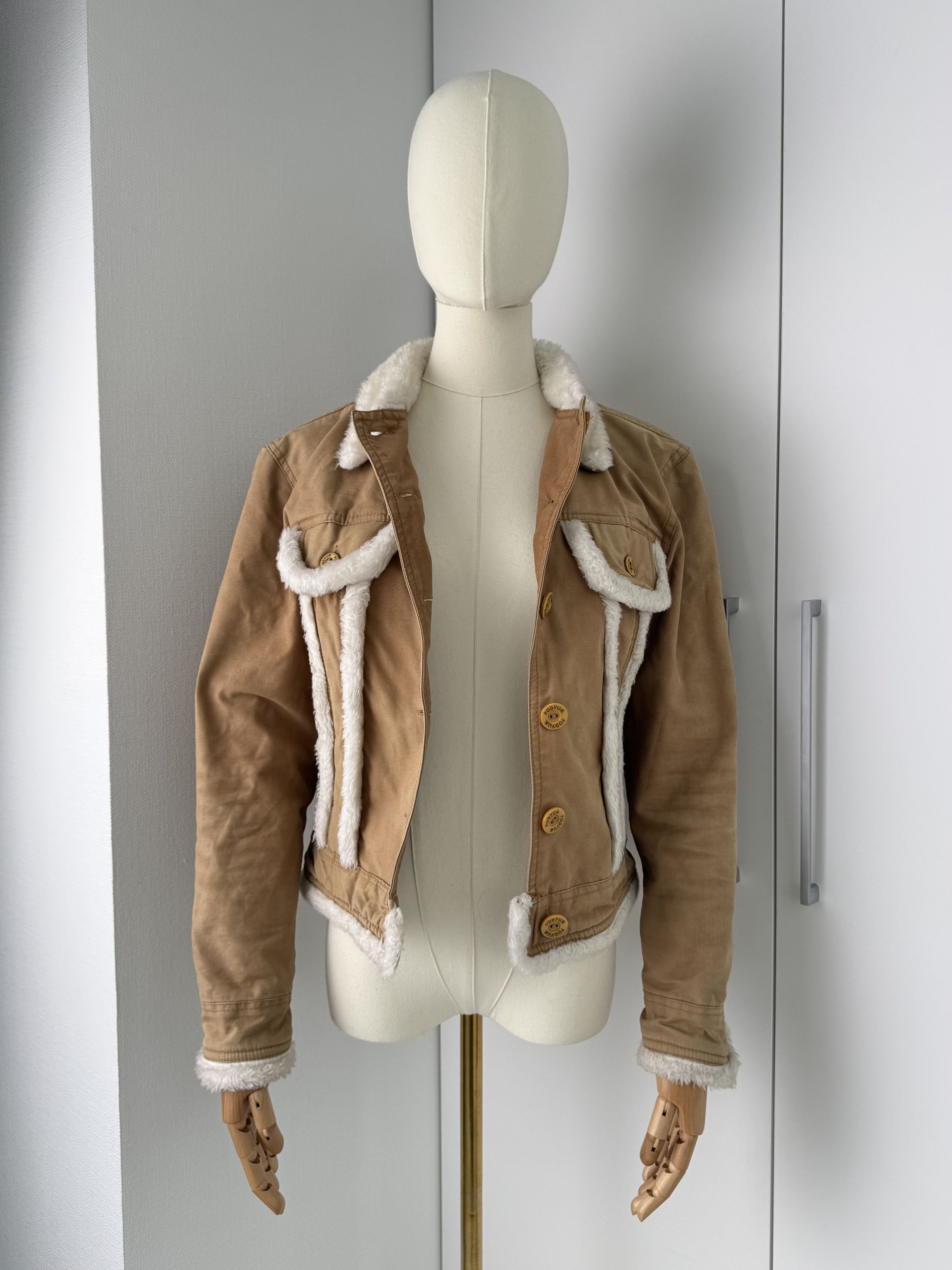 Vintage Women Beige Jacket Y2K Vintage Faux Shearling Trim Coat Size M / US 6-8 / IT 42-44 - 3 Thumbnail