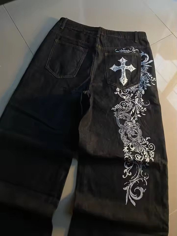 Japanese Brand printing baggy jeans y2K harajuku style Size US 34 / EU 50 - 1 Thumbnail