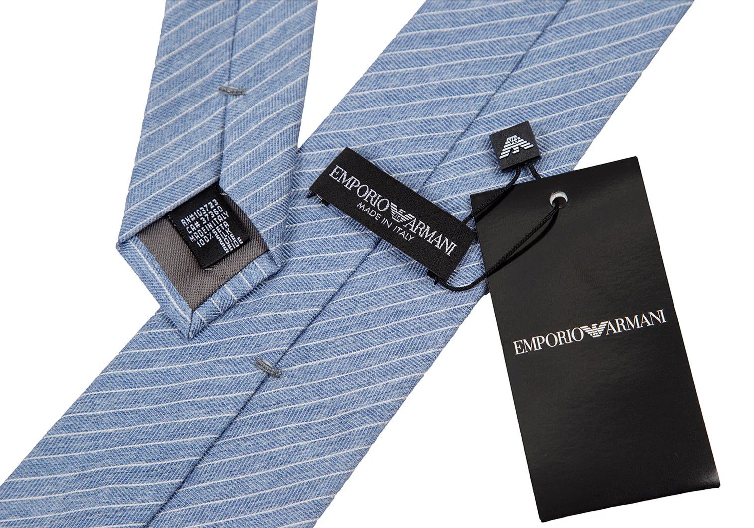 Emporio Armani Silk Herringbone Regimental Tie in Light Blue Size ONE SIZE - 7 Thumbnail