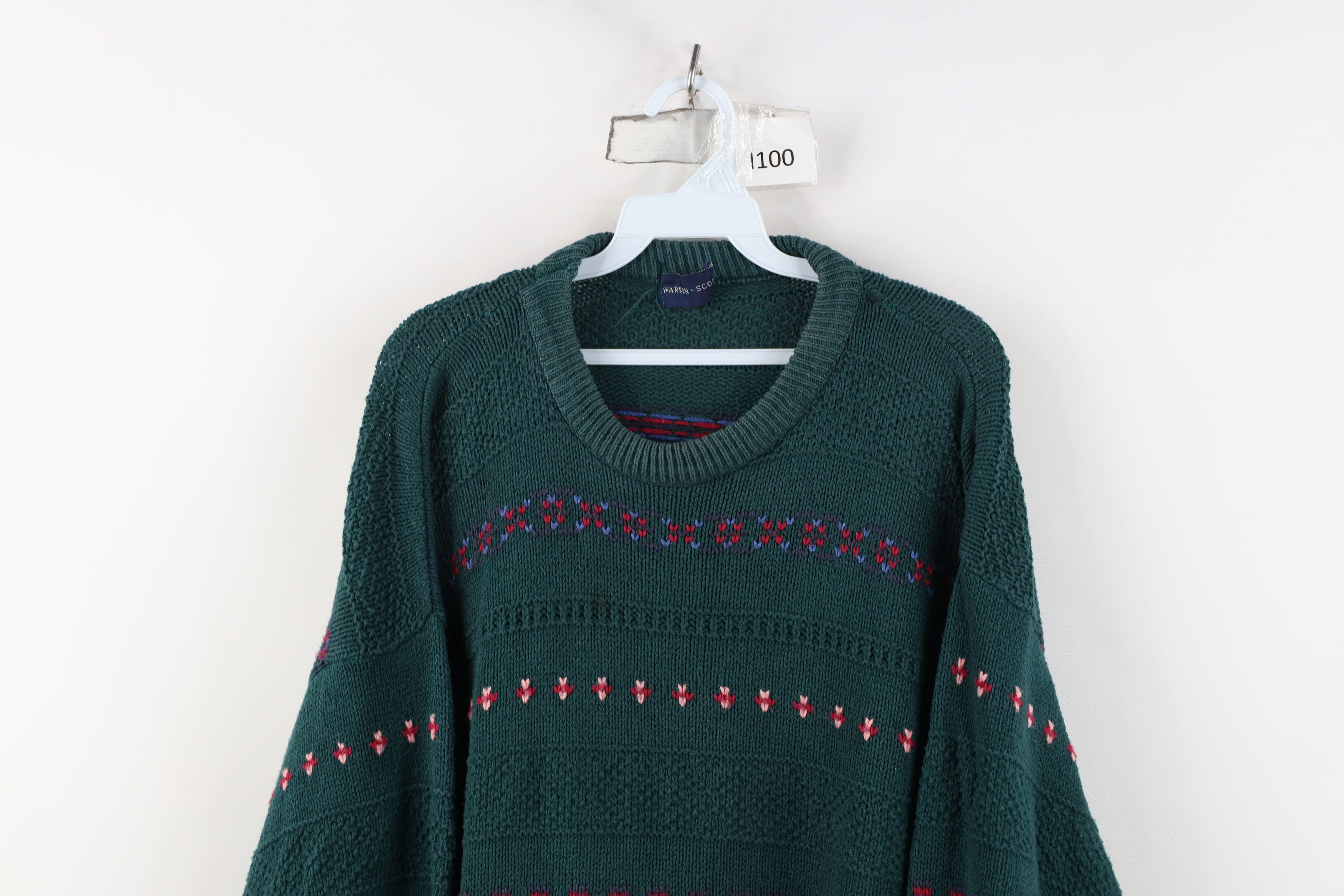Vintage Vintage 90s Streetwear Fair Isle Knit Crewneck Sweater Green Size US XL / EU 56 / 4 - 2 Thumbnail