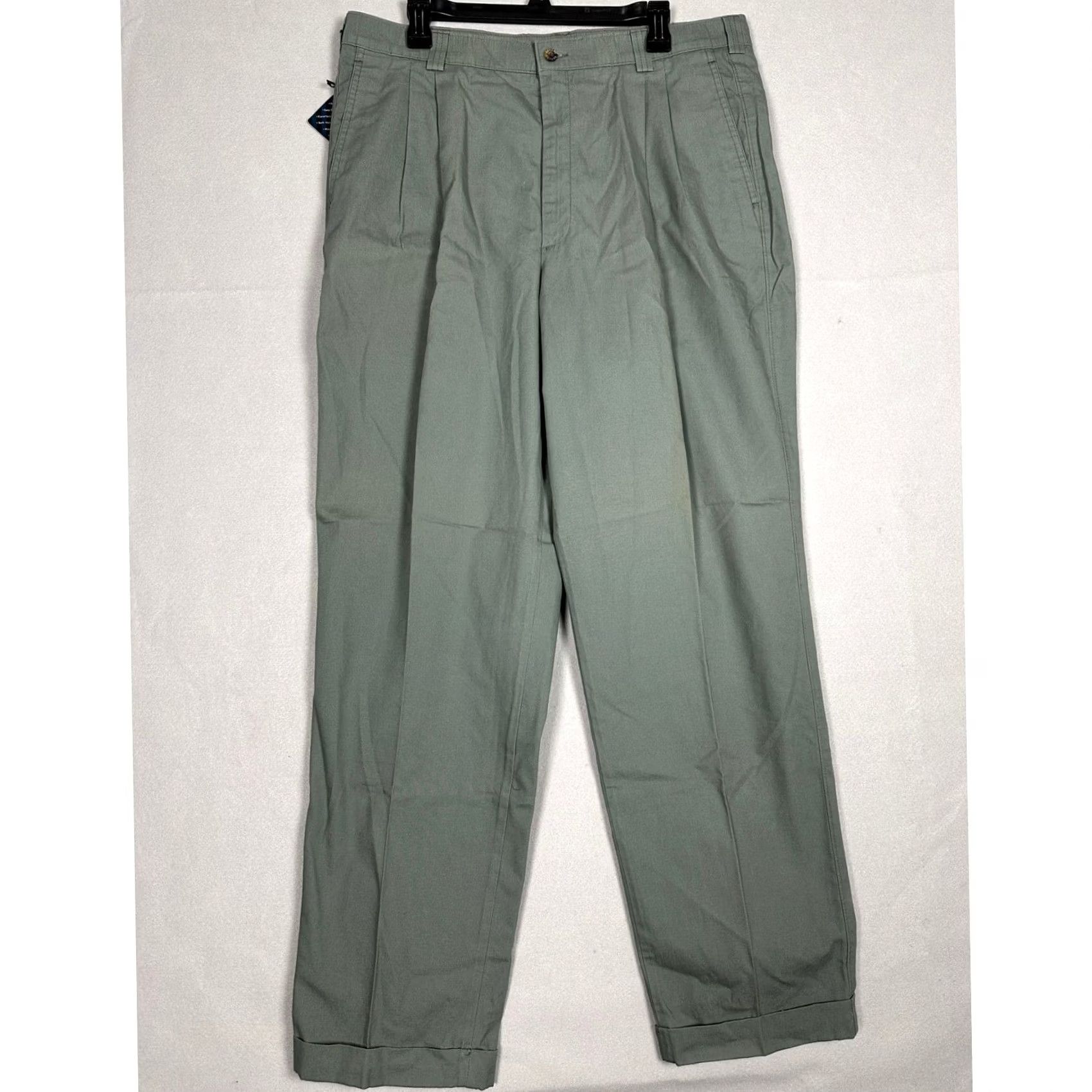 Savane Savane Process 2000 Pants Mens 35 Sage Green Pleated Cuffed Chino #35 31in Inseam Royal Mens Size US 35 - 2 Thumbnail