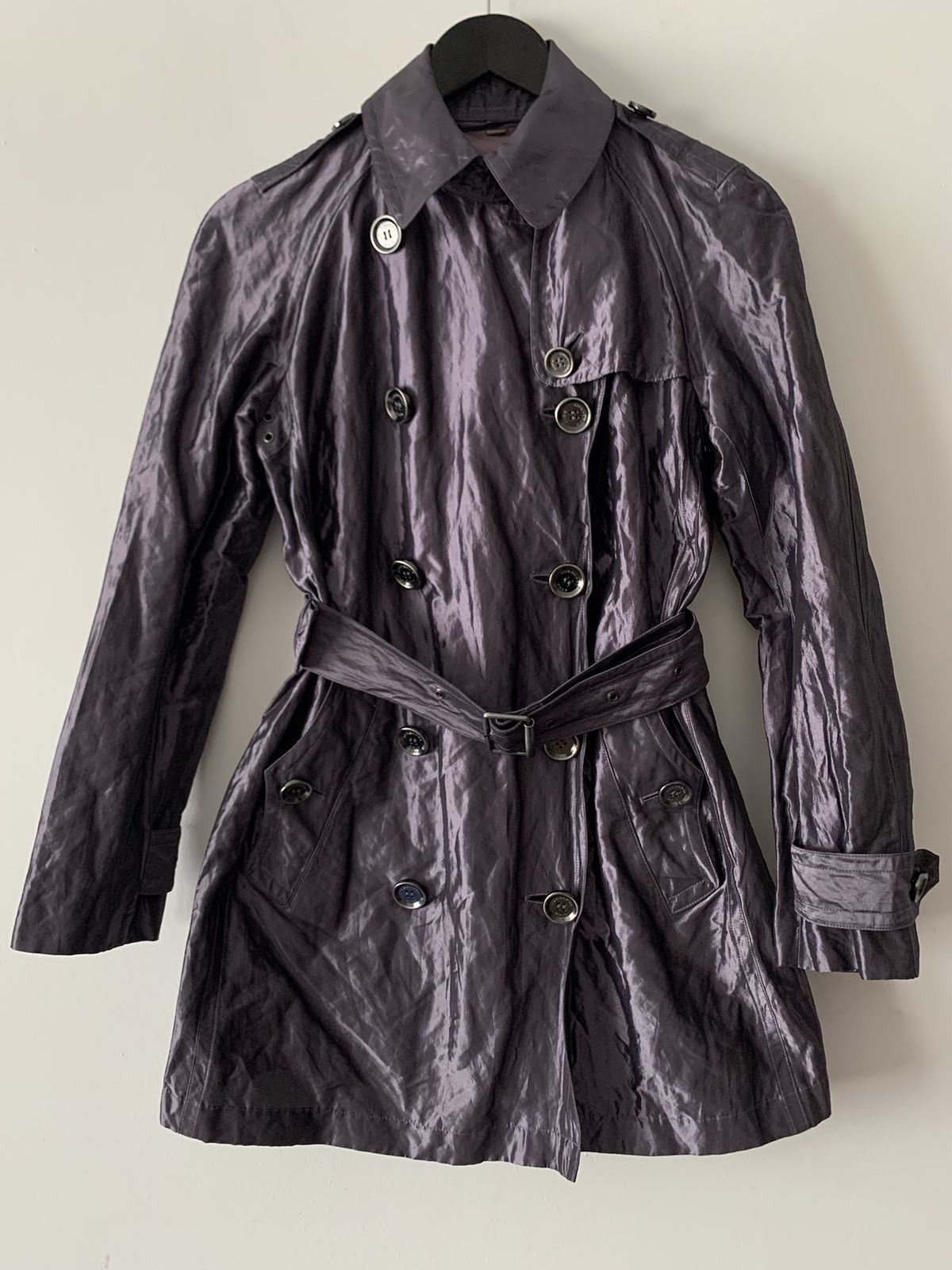 Burberry 🔥 Vintage Burberry Purple Shimmer Trench Coat Size S / US 4 / IT 40 - 1 Thumbnail