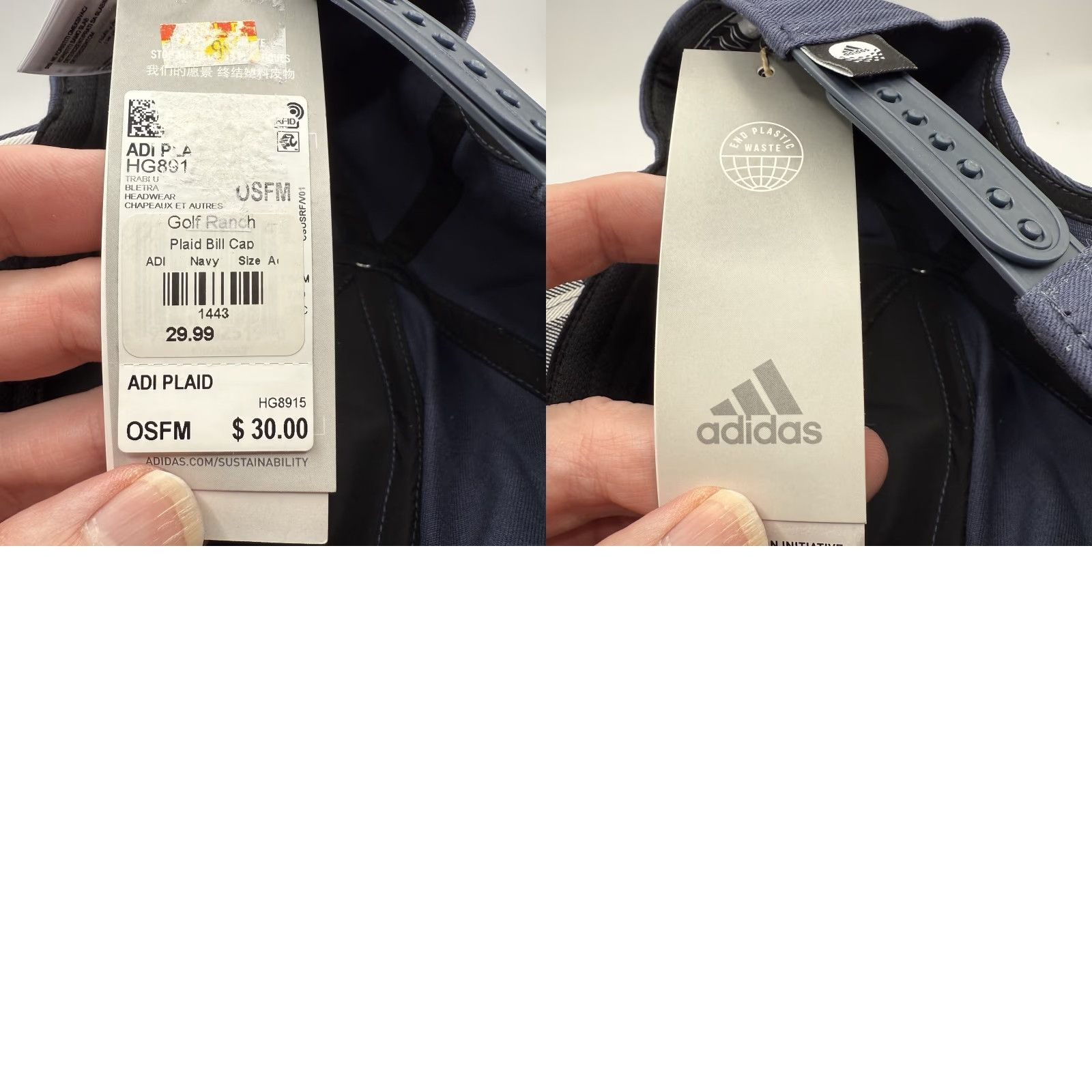 Adidas adidas Golf Hat Cap ADI Plaid Navy OSFM Snapback Golf Golfing Outdoors Hat Men Blue OSFM Adjustable Stretch Outdoor Casual Travel 90s Size ONE SIZE - 8 Thumbnail
