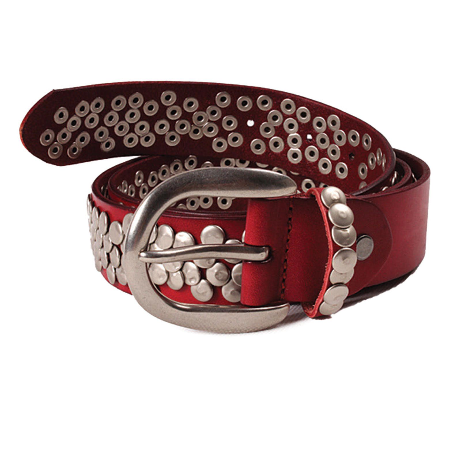 Japanese Brand Black Studded Leather Belt, Silver Round Stud Belt Size ONE SIZE - 9 Thumbnail