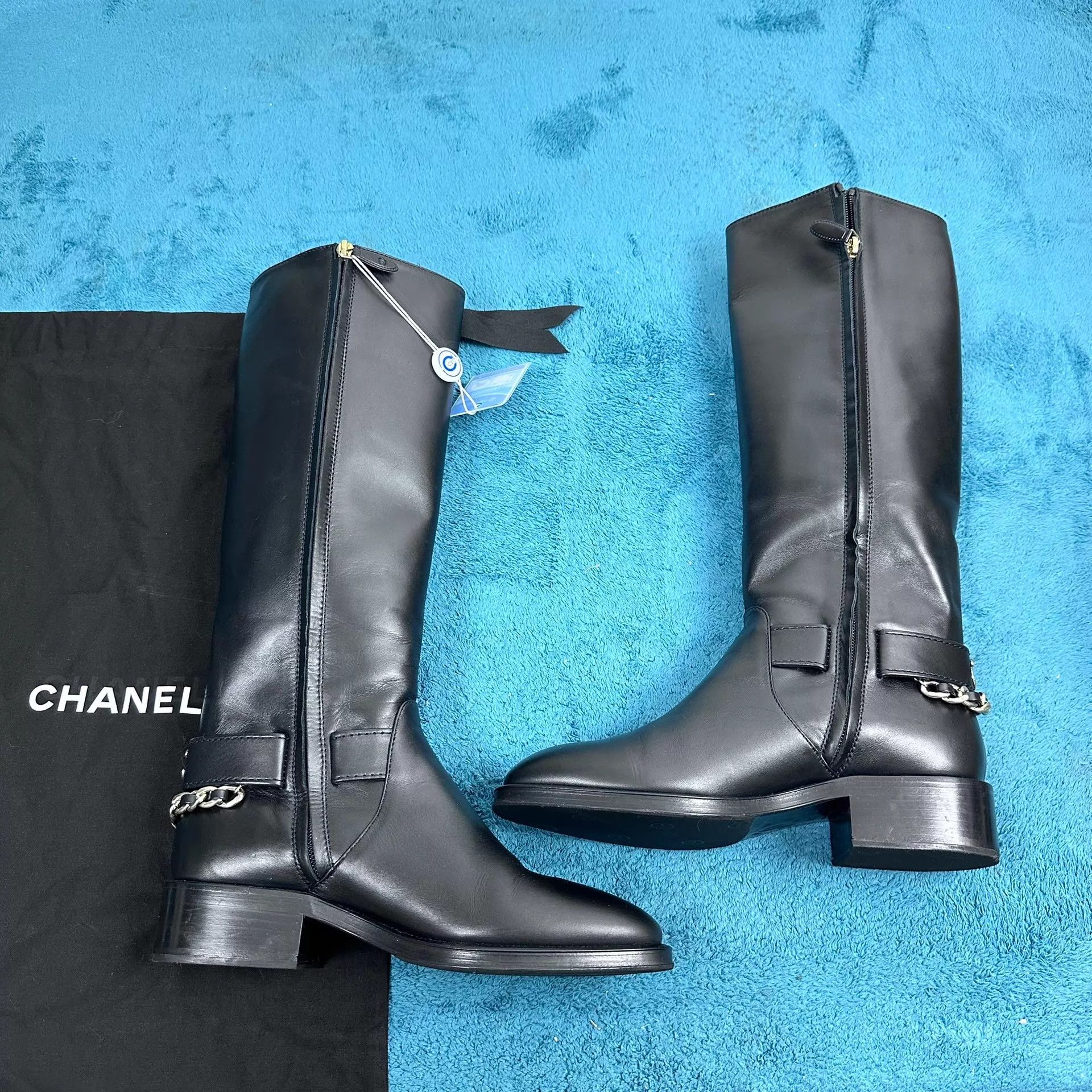 Chanel Chanel 22A Zipper Round Toe Tall Black Boots 38 Size US 7.5 / IT 37.5 - 3 Thumbnail