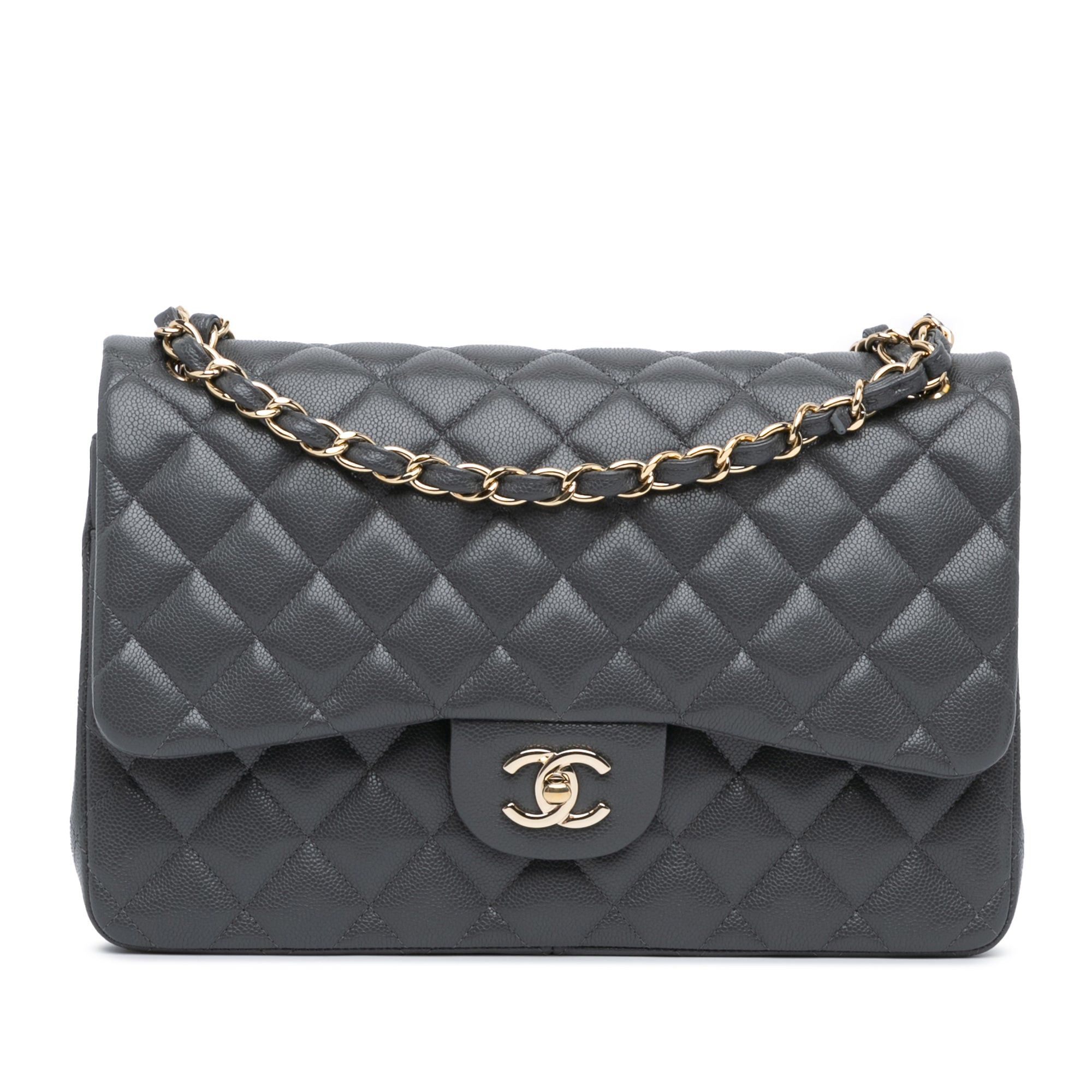 Chanel Chanel Jumbo Classic Caviar Double Flap Gray Size ONE SIZE - 1 Thumbnail
