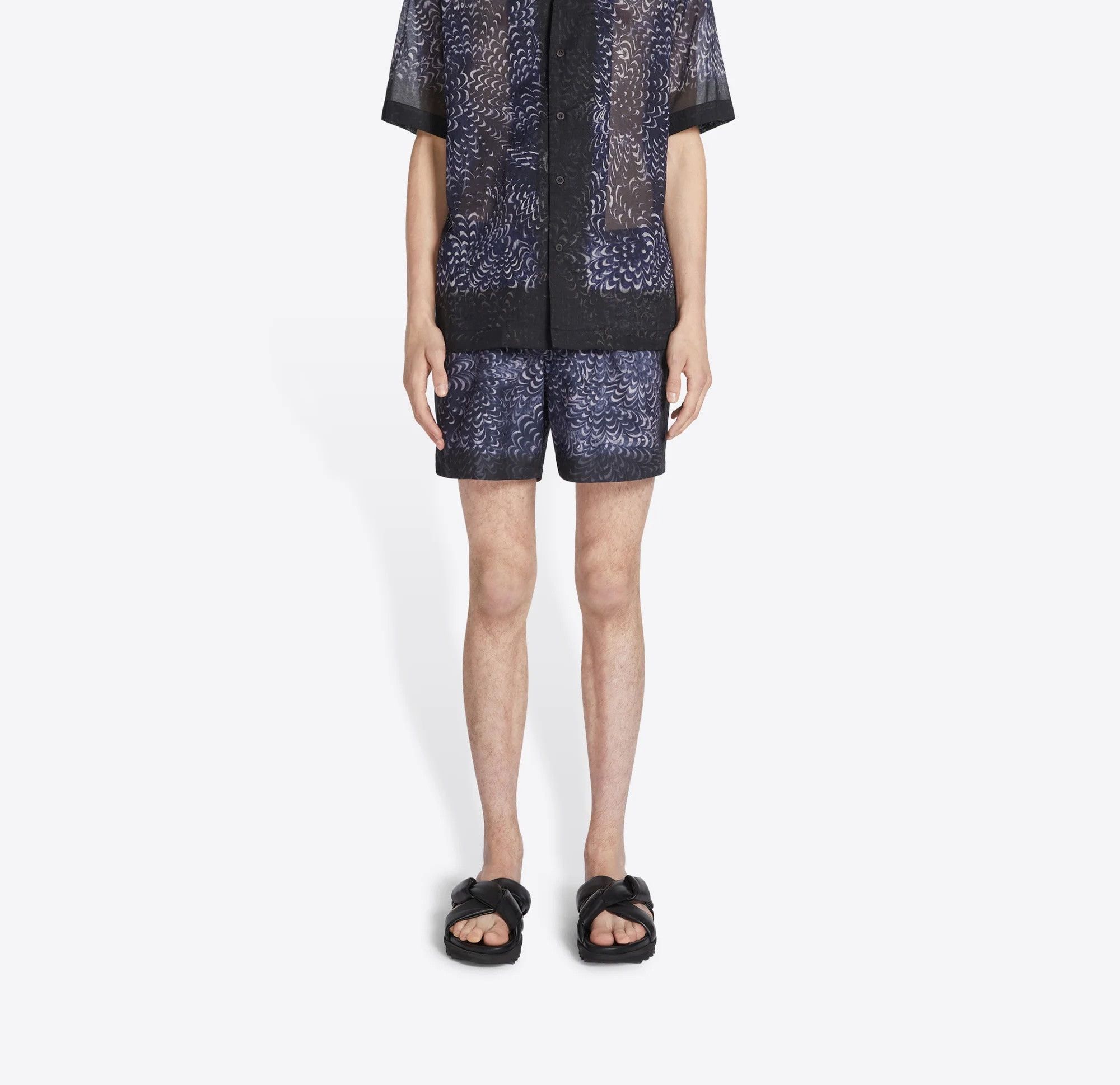 Dries Van Noten Dries van Noten Navy Paste Paper Print Nylon Swim Shorts XL Size US 34 / EU 50 - 4 Thumbnail