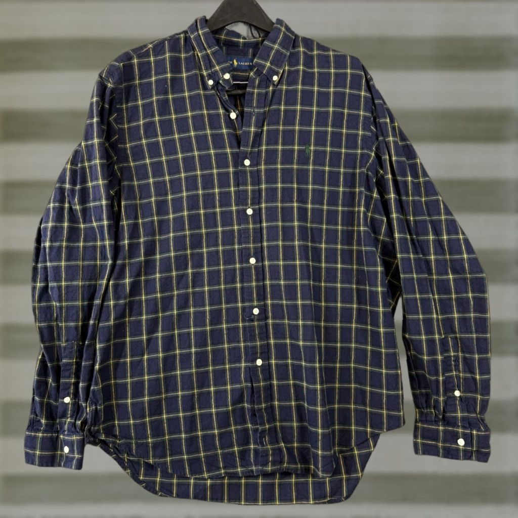 Ralph Lauren Ralph Lauren Shirt Mens XL Blue Checked Brushed Cotton Long Sleeve Button Down Size US XL / EU 56 / 4 - 1 Thumbnail