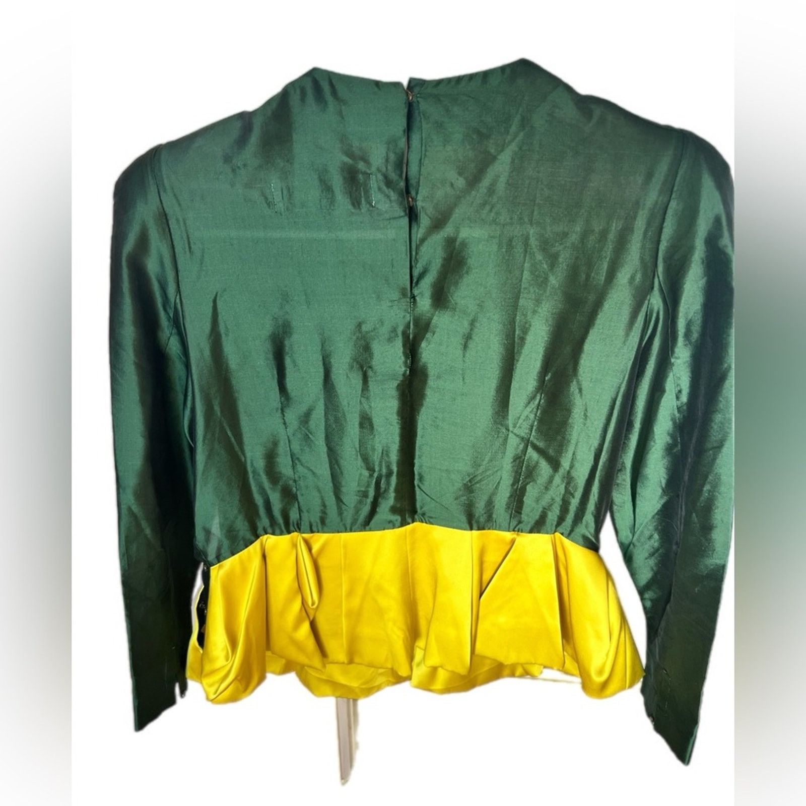 Toga Toga Archives Japanese silk green & yellow blouse pockets Size XS / US 0-2 / IT 36-38 - 2 Thumbnail