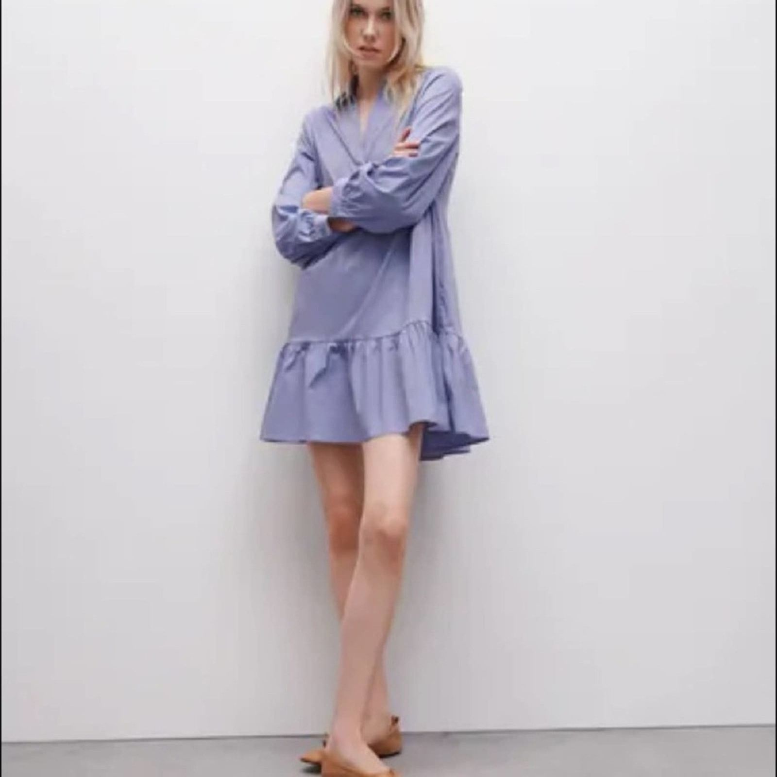 Zara ZARA MINI SHIRT DRESS Size L / US 10 / IT 46 - 2 Thumbnail