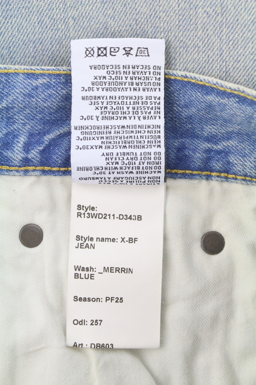 R13 X-BF 25 Merrin Washed Denim RRP799 87207 Size 25" / US 0 / IT 36 - 9 Thumbnail