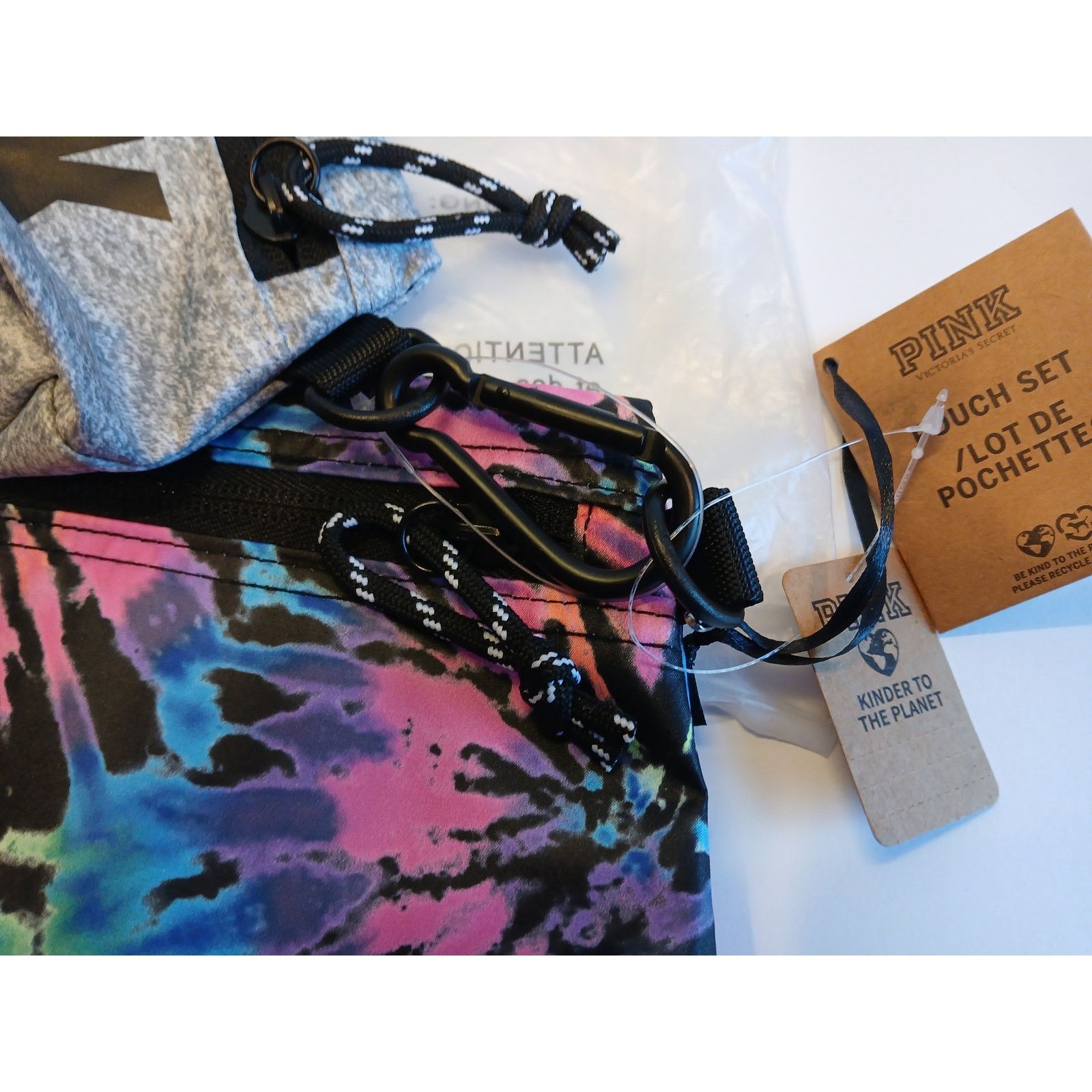 Pink Victoria's Secret PINK Multi Tye Dye & Grey Pouch Set - NWT Size ONE SIZE - 4 Thumbnail